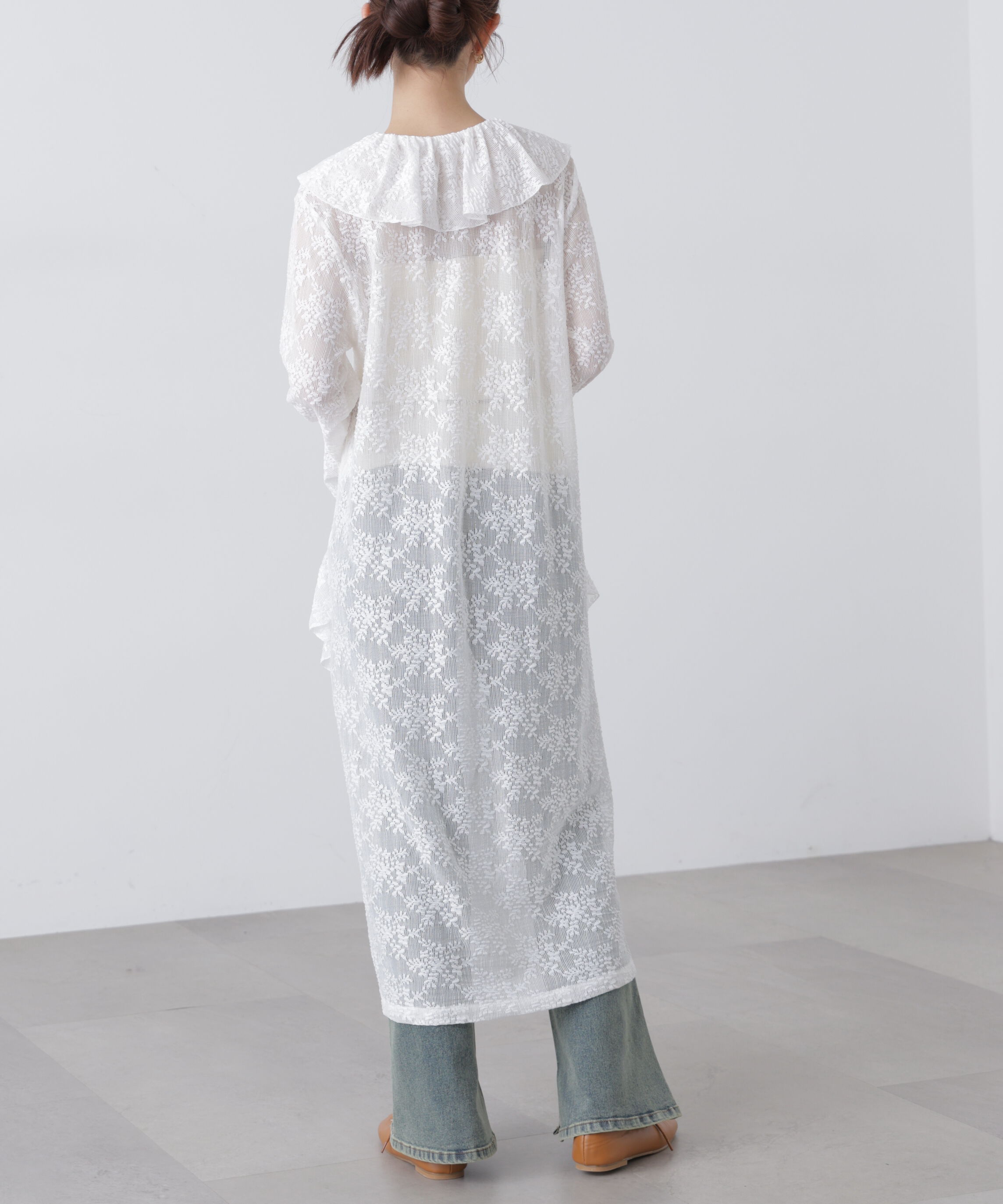  「前開きラッフルフリルレースワンピース」|ワンピース|