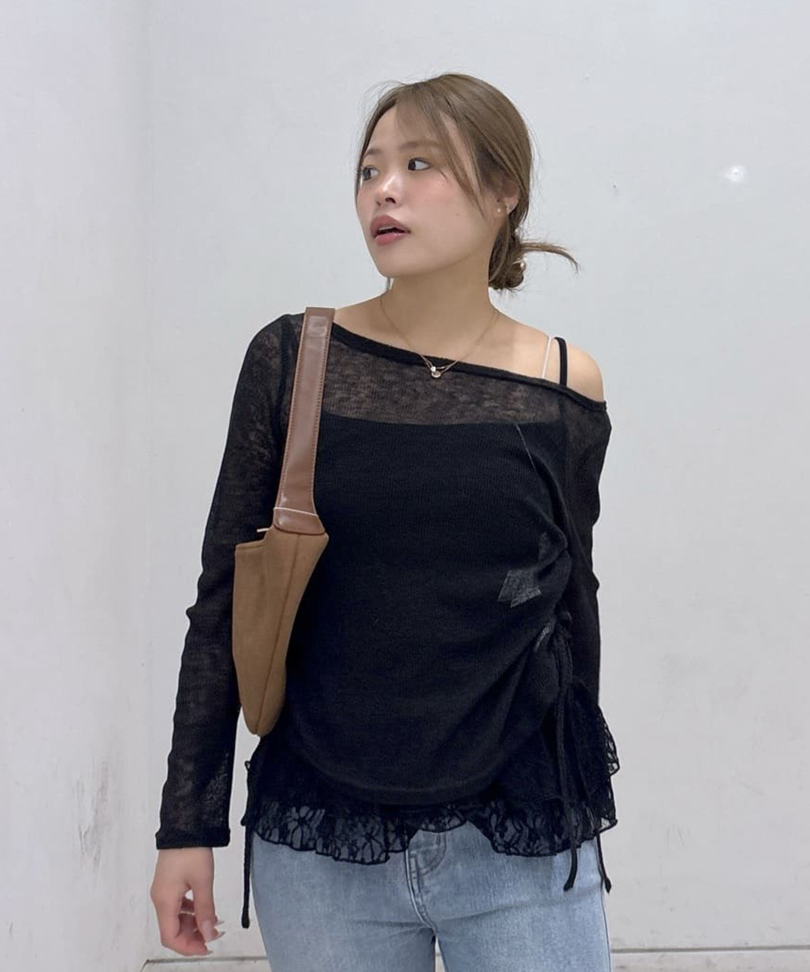  「メランジドロストレースティアードキャミセット」|Tシャツ・カットソー|ブラック