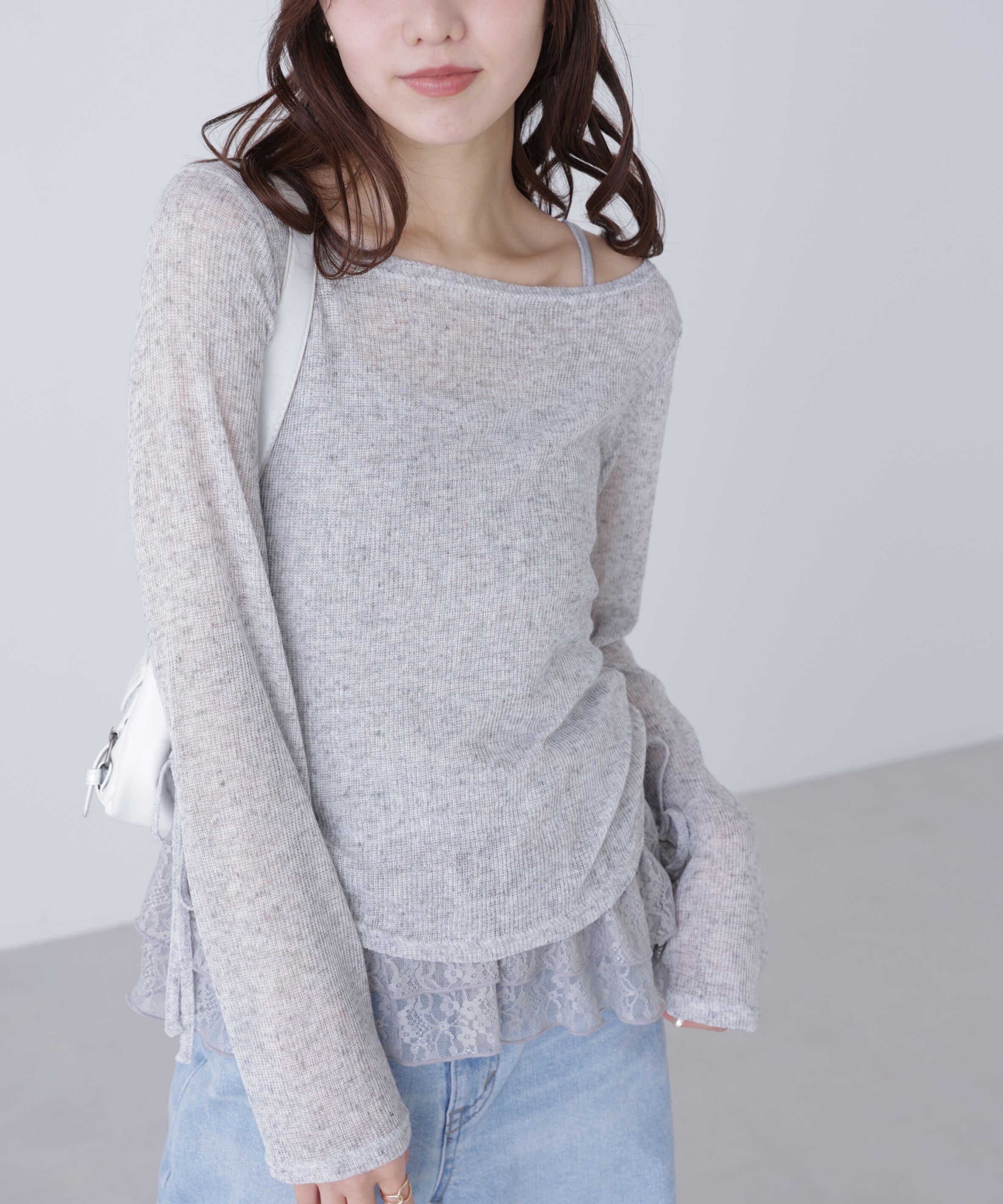  「メランジドロストレースティアードキャミセット」|Tシャツ・カットソー|