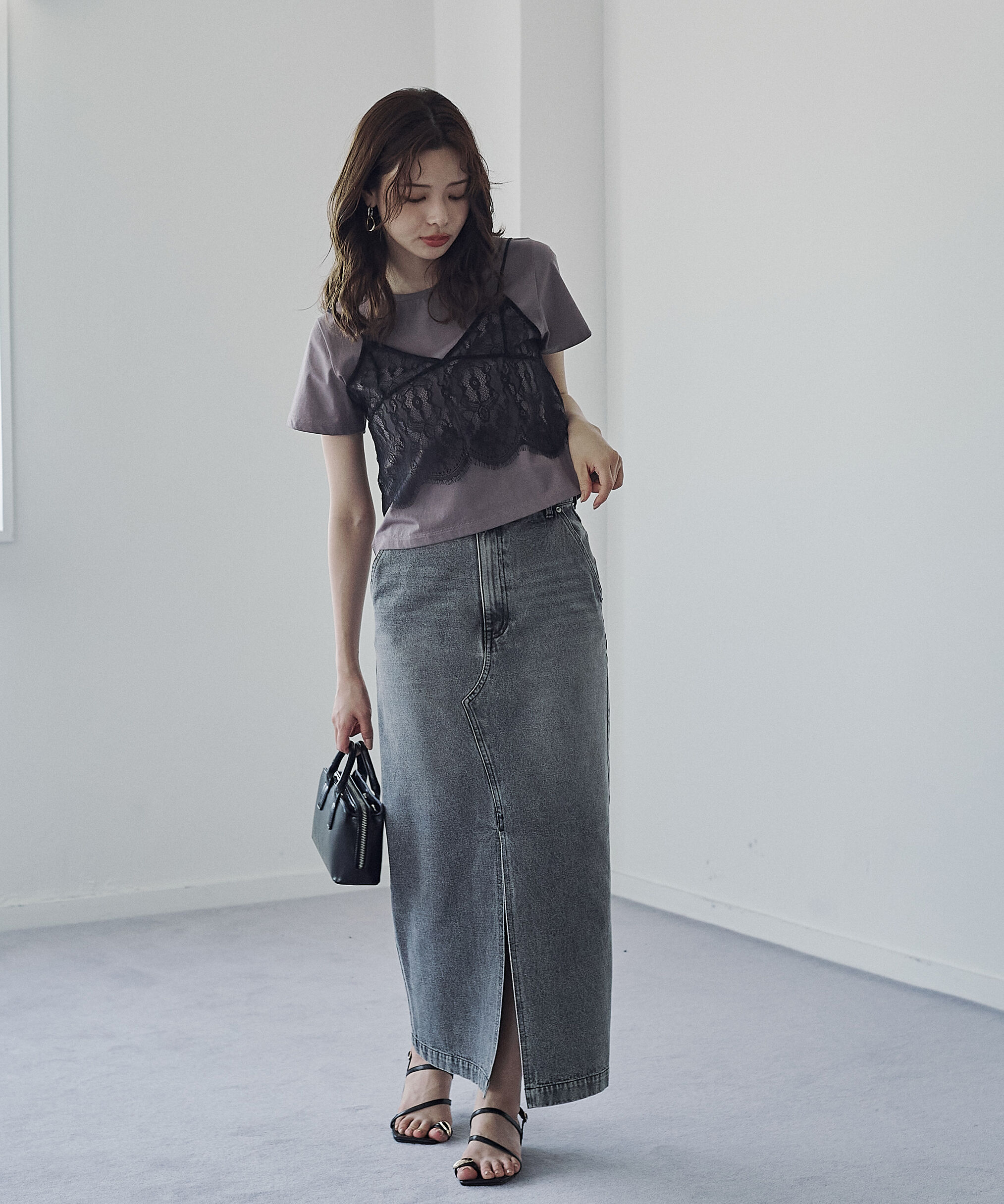 PROPORTION BODY DRESSING「デニムナロースカート」|スカート|グレー