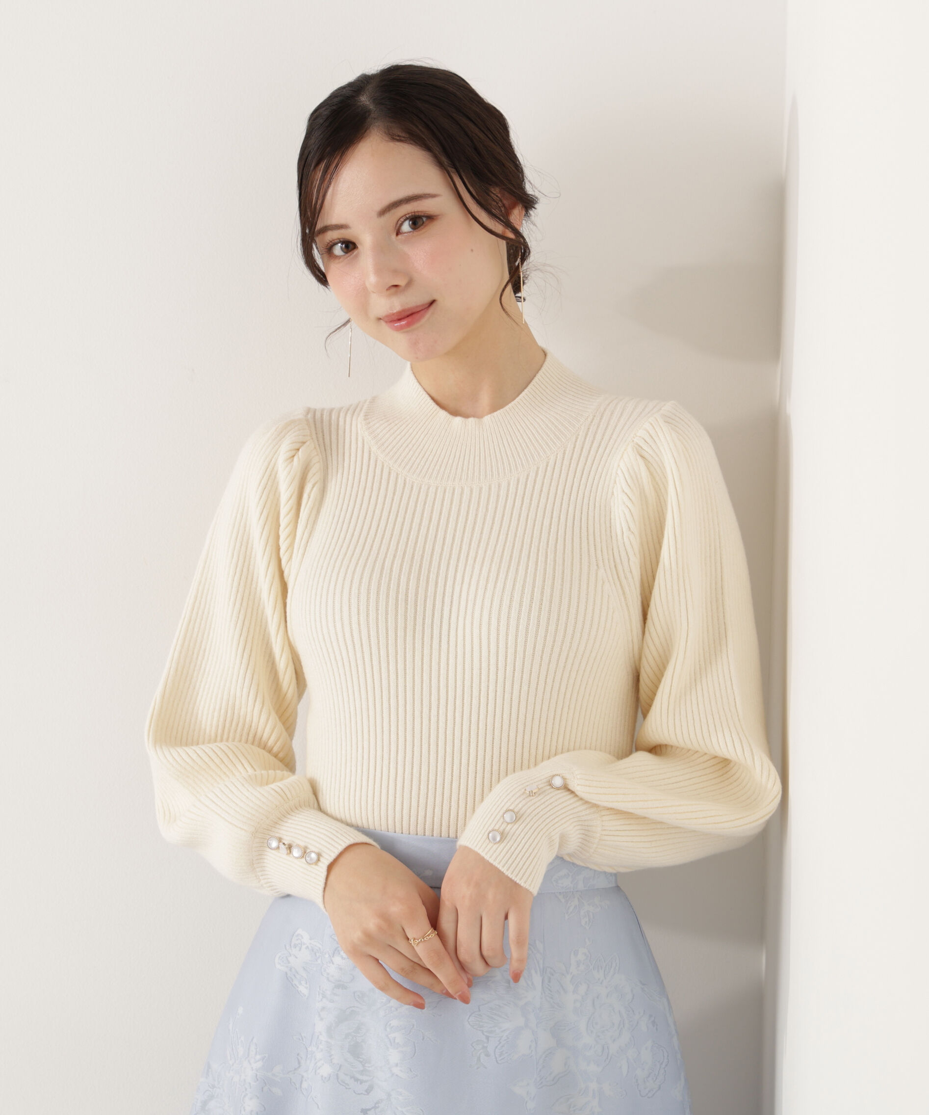 PROPORTION BODY DRESSING「ハイネックボリュームスリーブニット」|ニット・セーター|エクリュ1