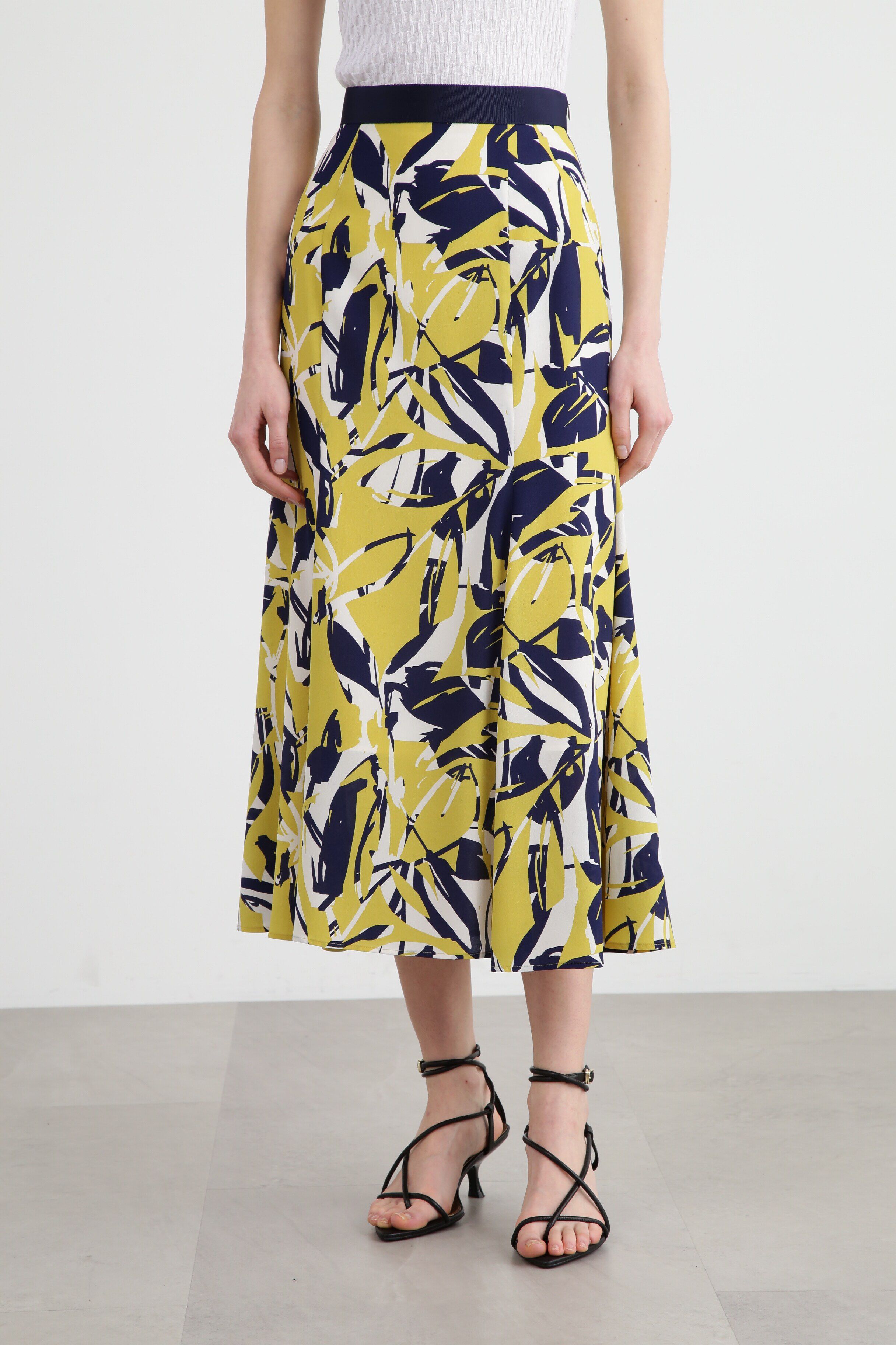  「◆ティアードリーフプリントマーメイドスカート」|スカート|イエロー