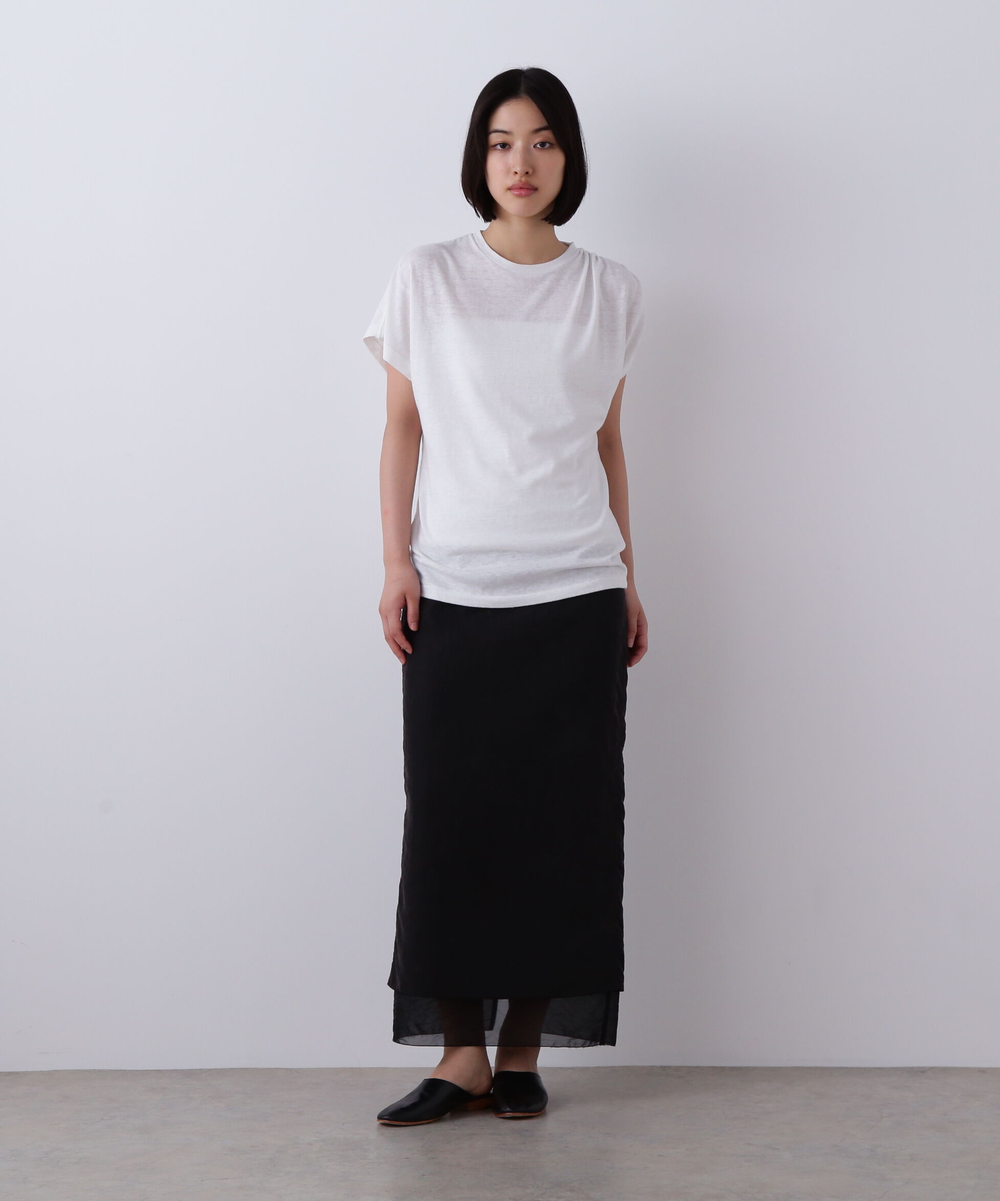 YLEVE 「YLEVE / FIBRIL LAYERED SKIRT」|スカート|ブラック