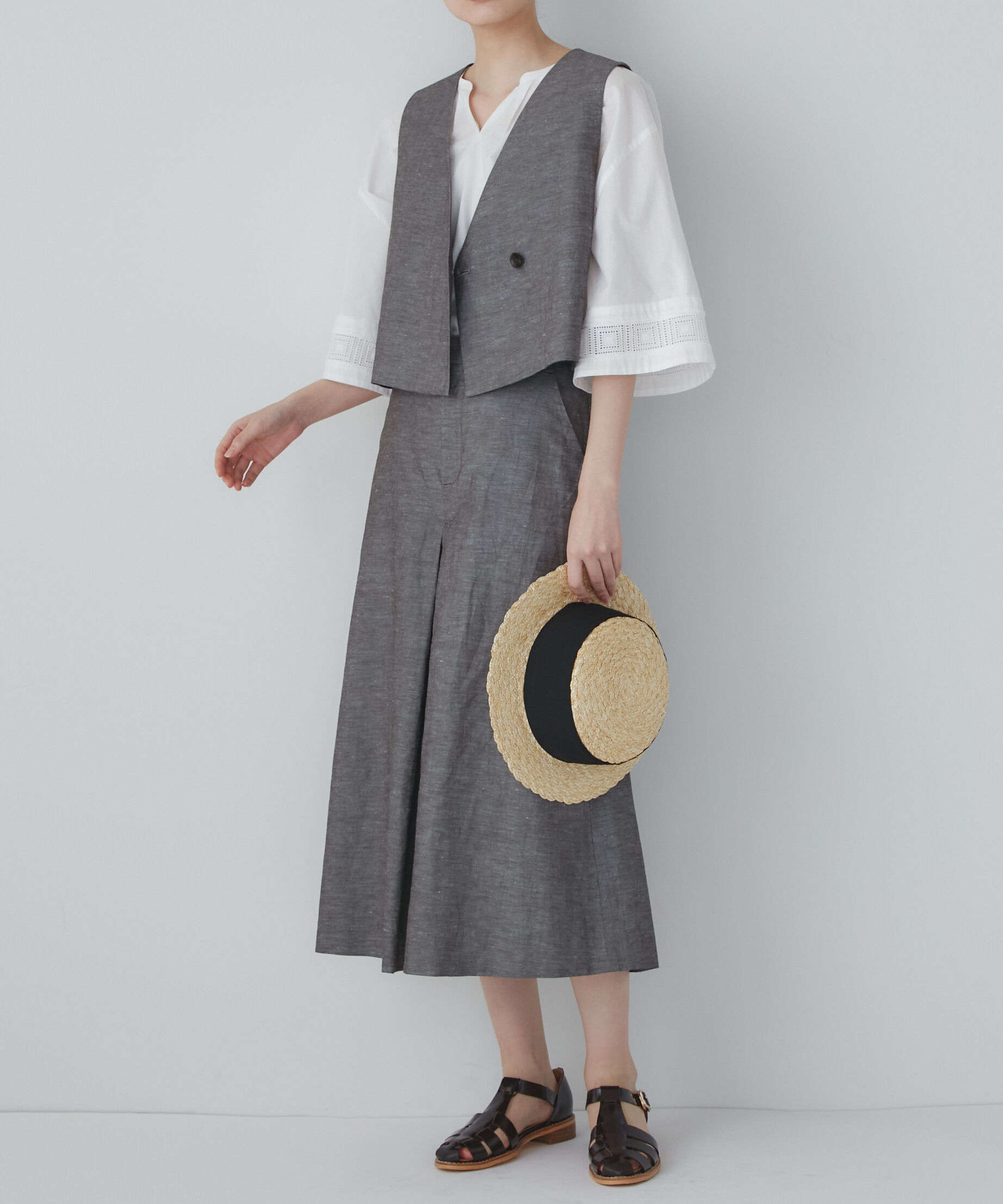  「◆綿麻シャンブレースカーチョ」|スカート|