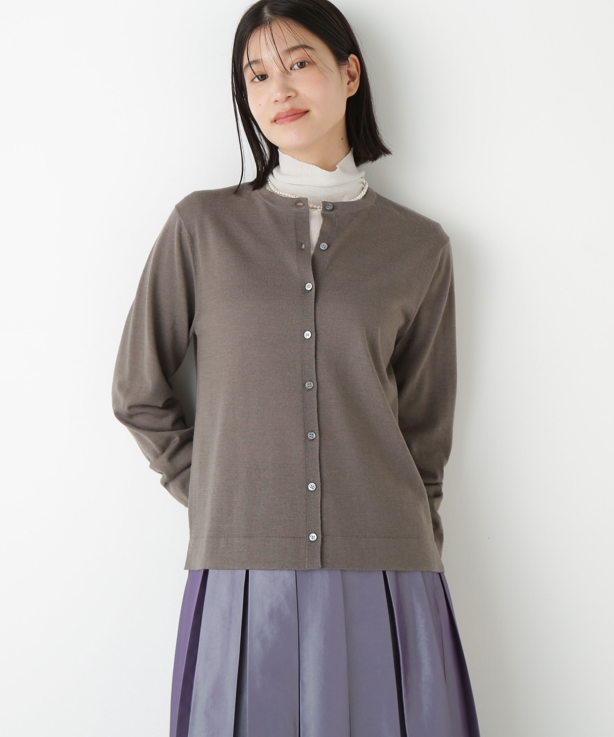  「◆ハイツイストウールクルーネックカーディガン」|ニット・セーター|モカ1