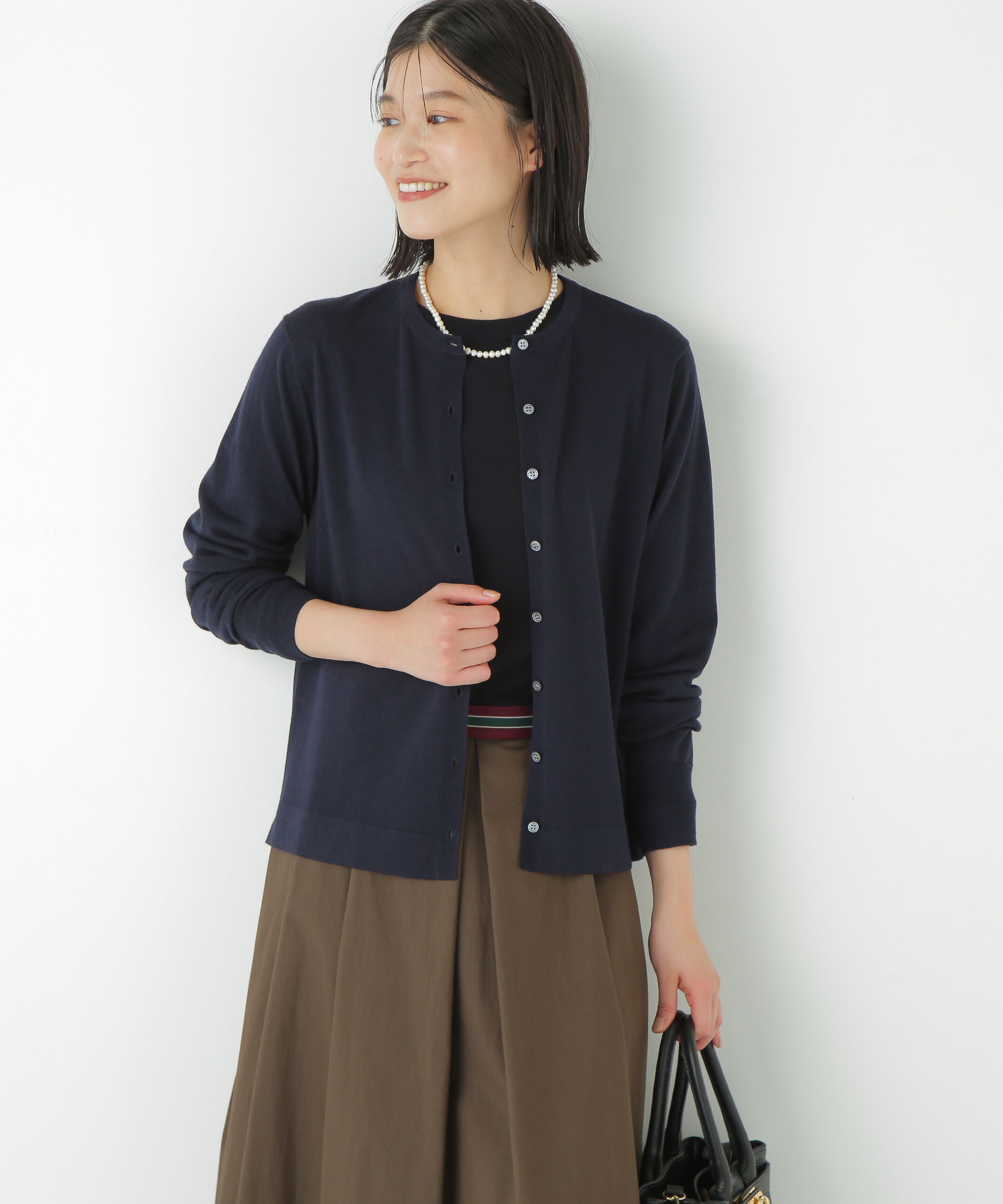  「◆ハイツイストウールクルーネックカーディガン」|ニット・セーター|ネイビー