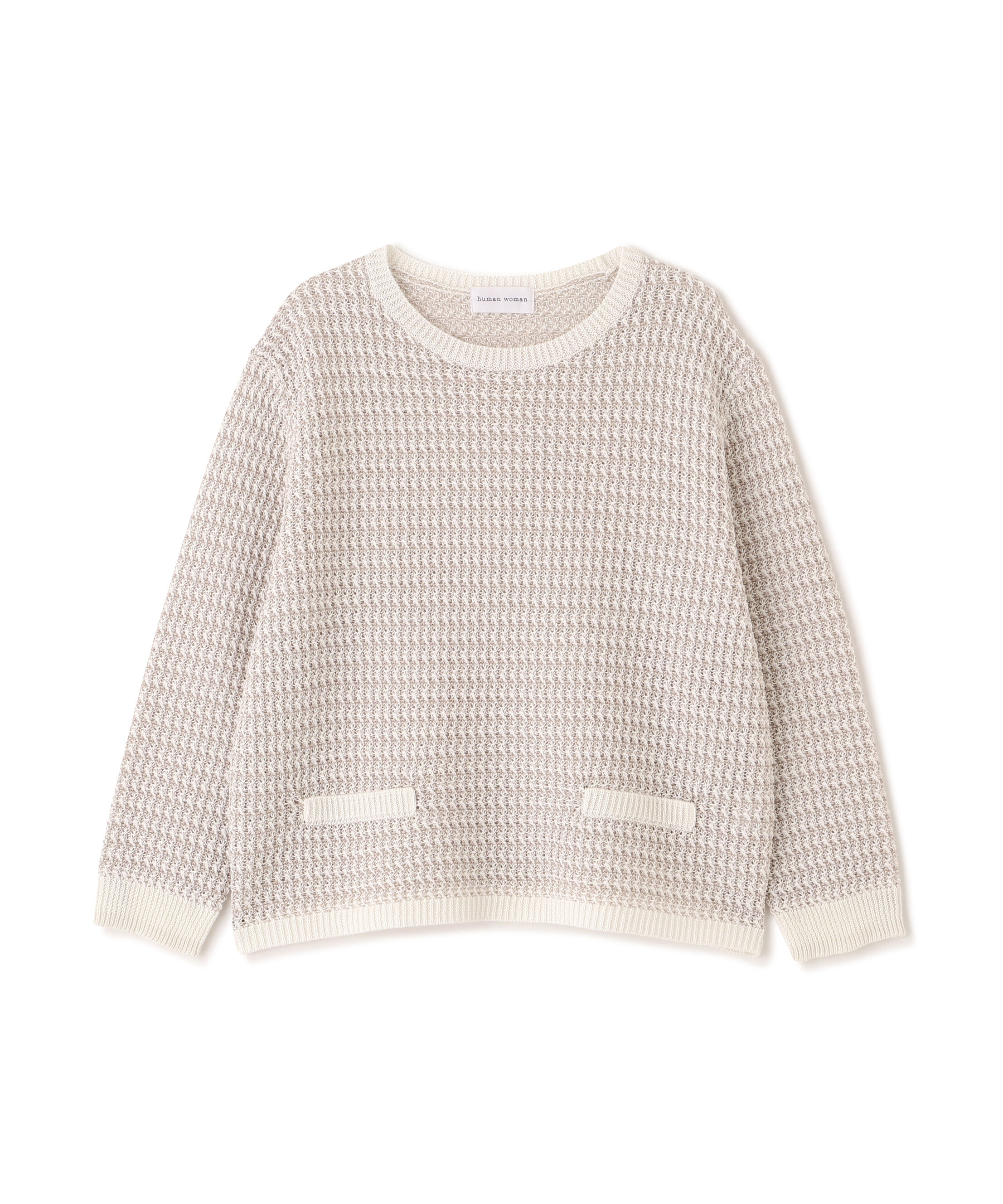  「◆≪ウォッシャブル≫ミドルゲージギマ地柄クルーネックプルオーバー」|ニット・セーター|