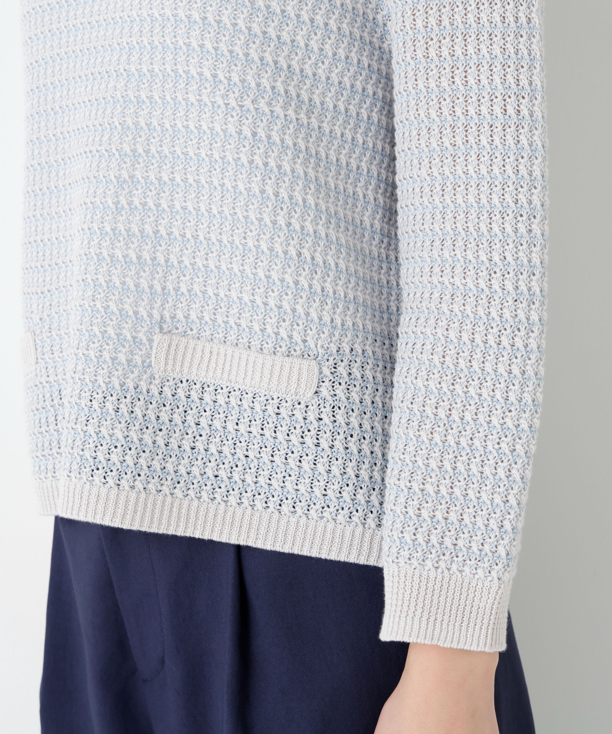  「◆≪ウォッシャブル≫ミドルゲージギマ地柄クルーネックプルオーバー」|ニット・セーター|