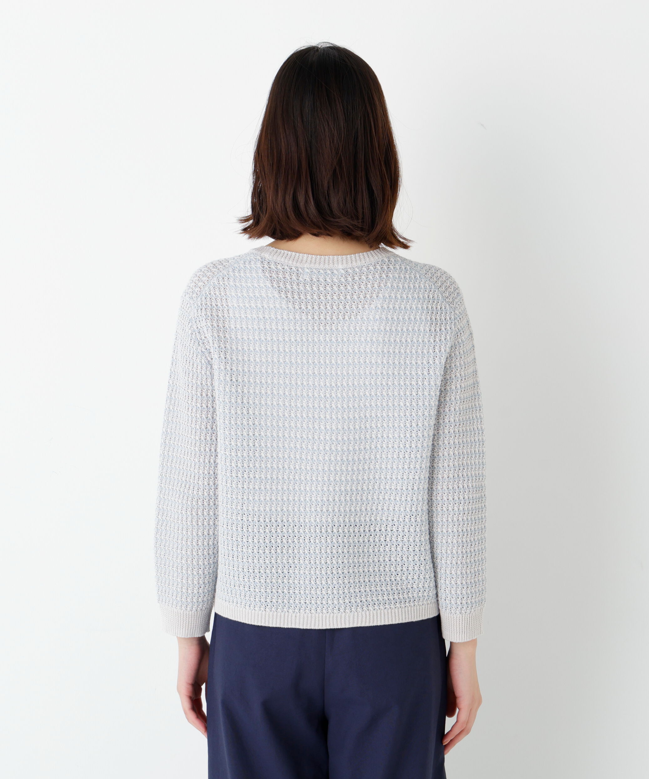  「◆≪ウォッシャブル≫ミドルゲージギマ地柄クルーネックプルオーバー」|ニット・セーター|