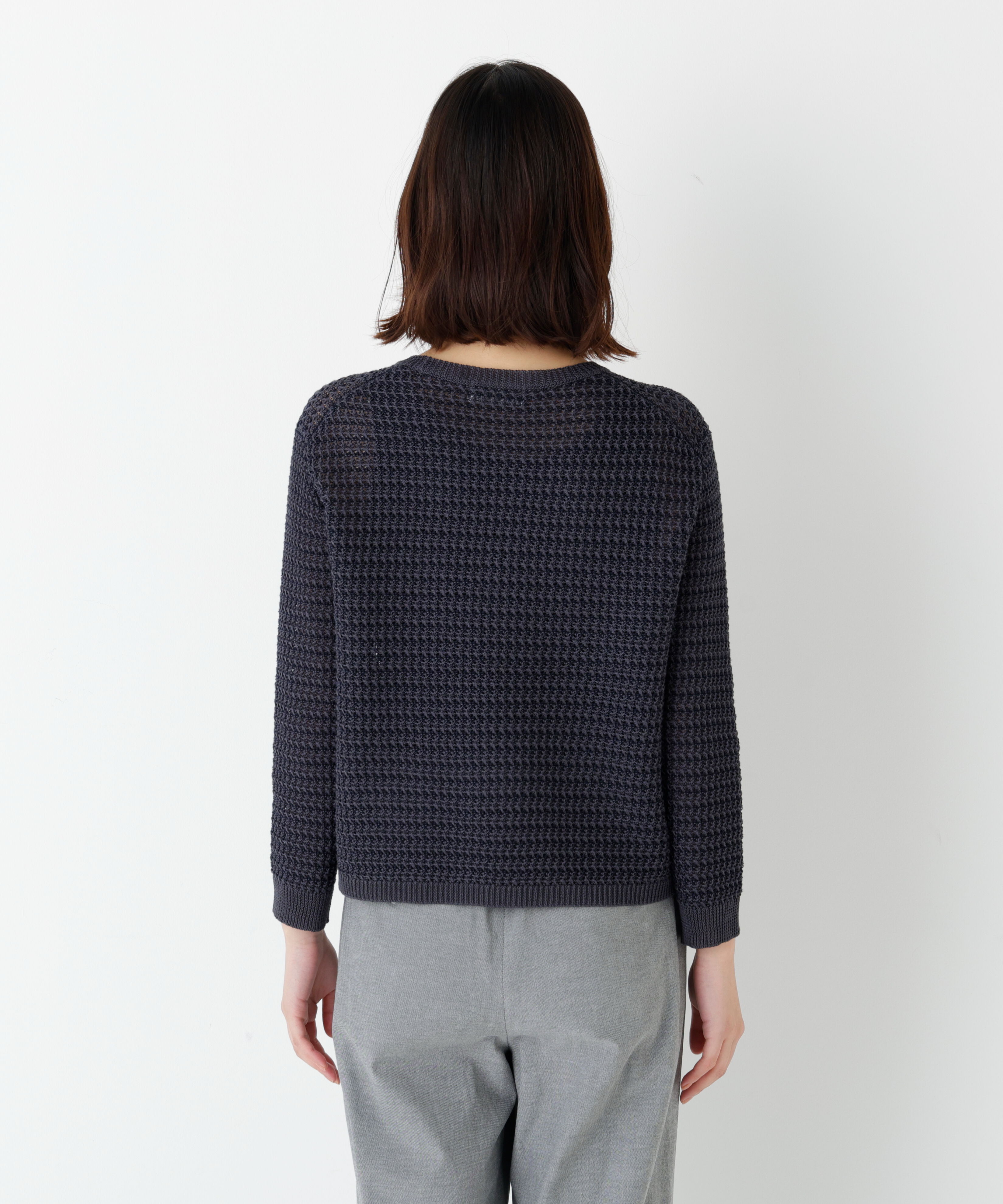  「◆≪ウォッシャブル≫ミドルゲージギマ地柄クルーネックプルオーバー」|ニット・セーター|