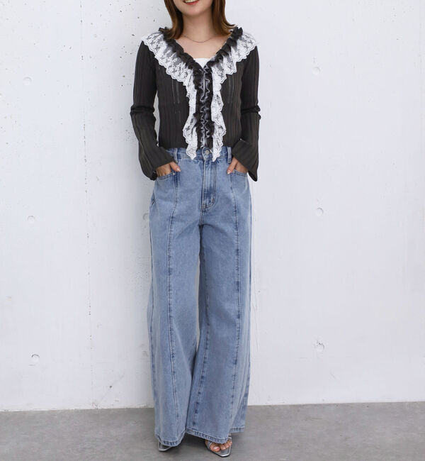 archives「フロントレースフリルニットカーディガン」|カーディガン|