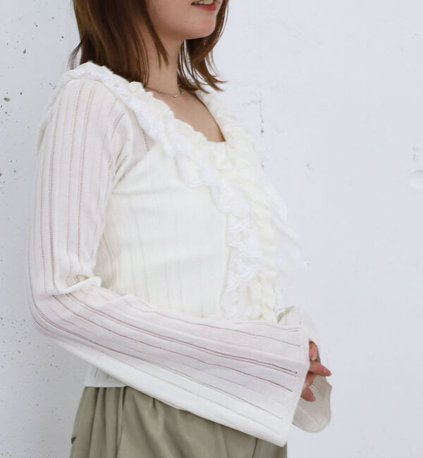 archives「フロントレースフリルニットカーディガン」|カーディガン|