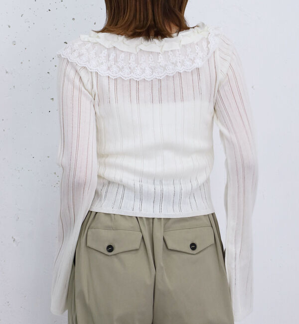 archives「フロントレースフリルニットカーディガン」|カーディガン|