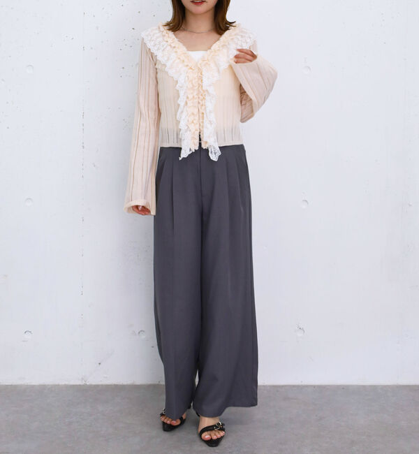 archives「フロントレースフリルニットカーディガン」|カーディガン|