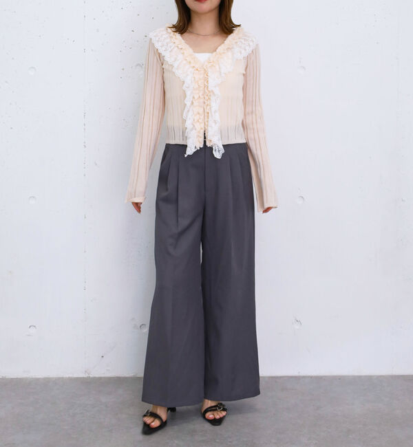 archives「フロントレースフリルニットカーディガン」|カーディガン|