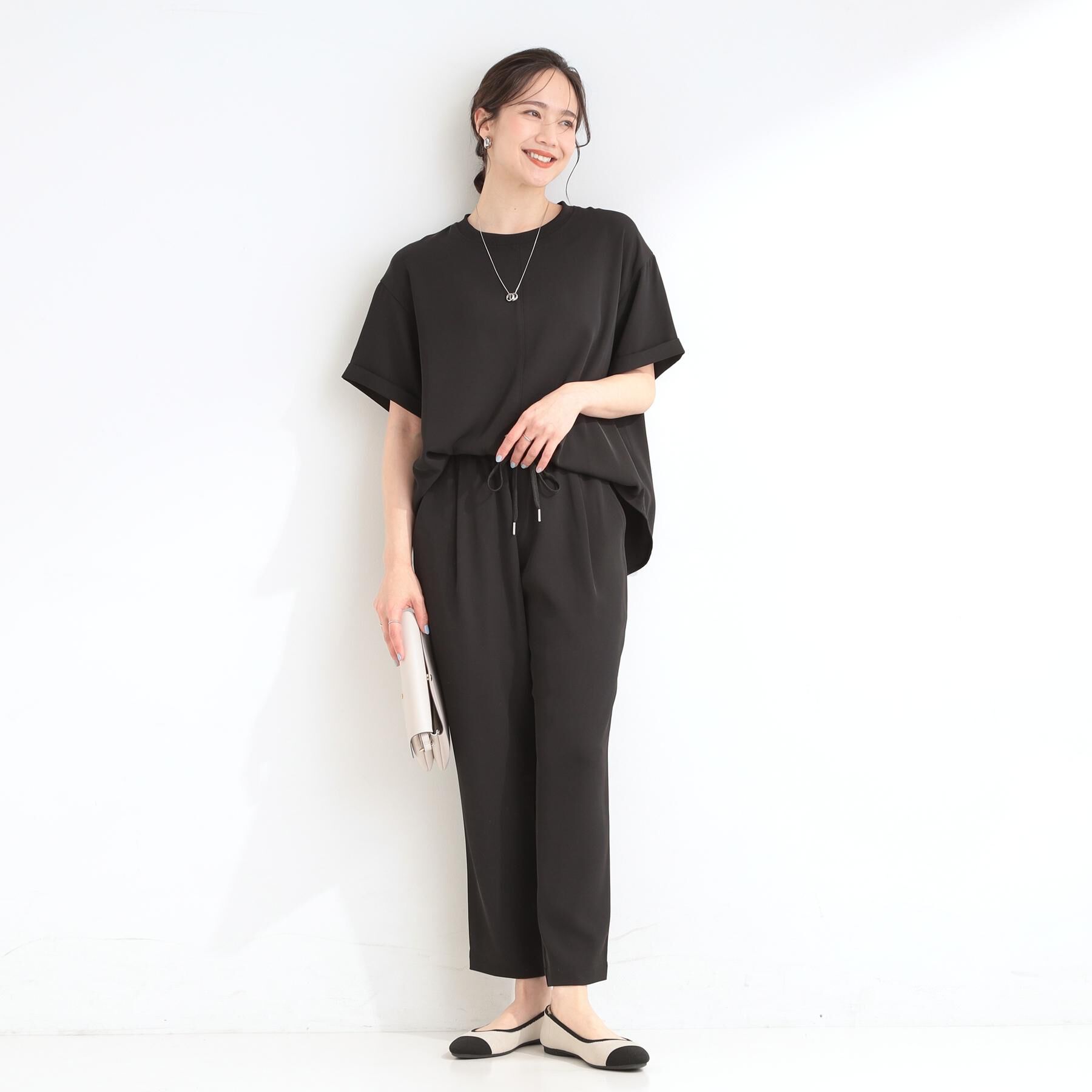 SHOO･LA･RUE「【セットアップ可/ひんやり/UV/SS-3L】さらさらぷるん イージーテーパードパンツ」|その他|