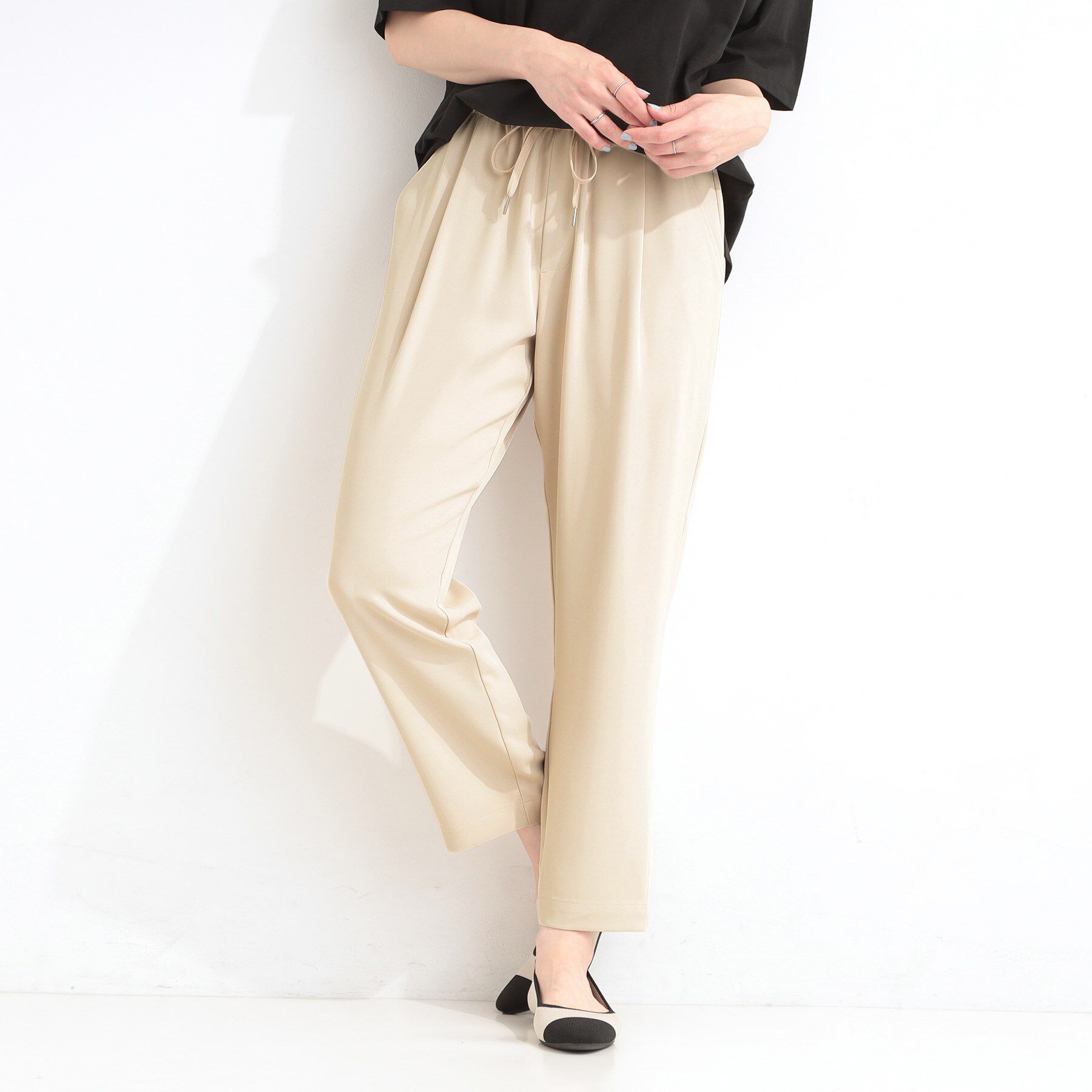 SHOO･LA･RUE「【セットアップ可/ひんやり/UV/SS-3L】さらさらぷるん イージーテーパードパンツ」|その他|