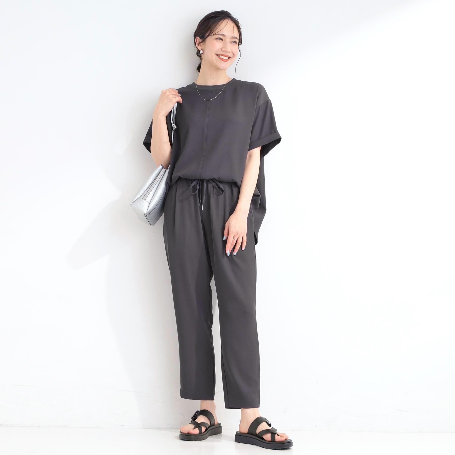 SHOO･LA･RUE「【セットアップ可/ひんやり/UV/SS-3L】さらさらぷるん イージーテーパードパンツ」|その他|