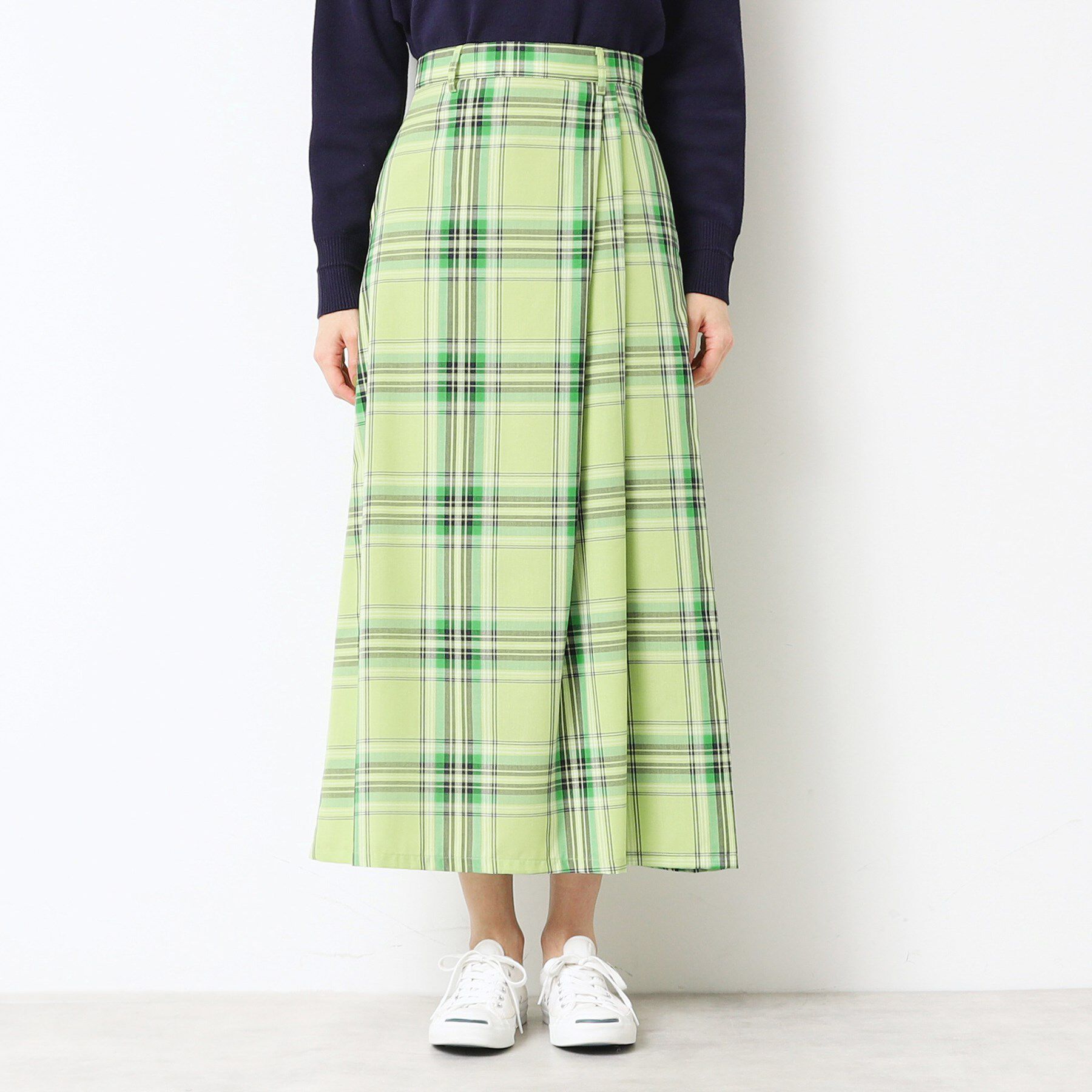 Dessin「【後ろゴム・洗える・4サイズ展開】映えチェック柄タック入りスカート（XS～L）」|スカート|