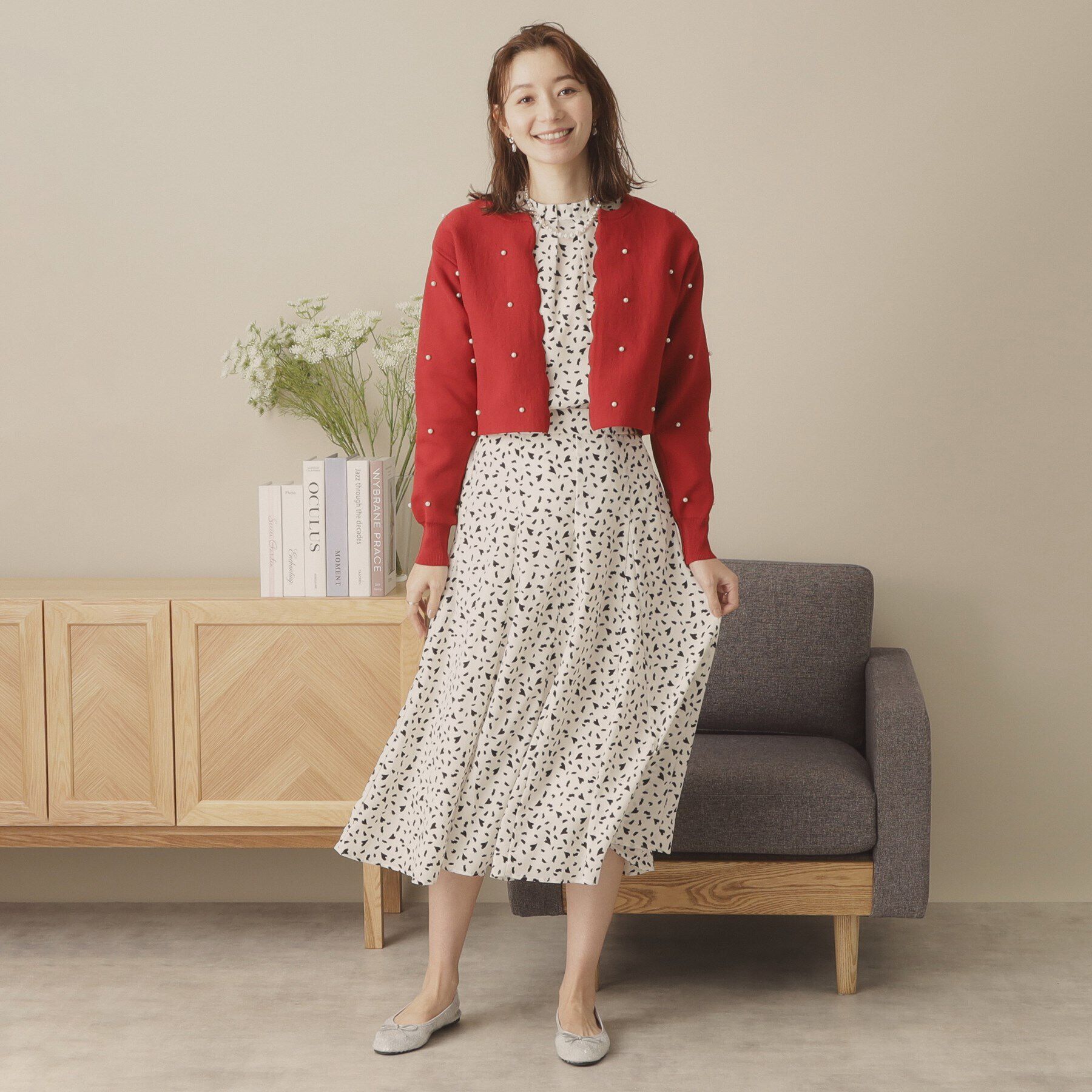 ITS&rsquo;DEMO「【手洗い可】パール調スカラップカーデ」|カーディガン|