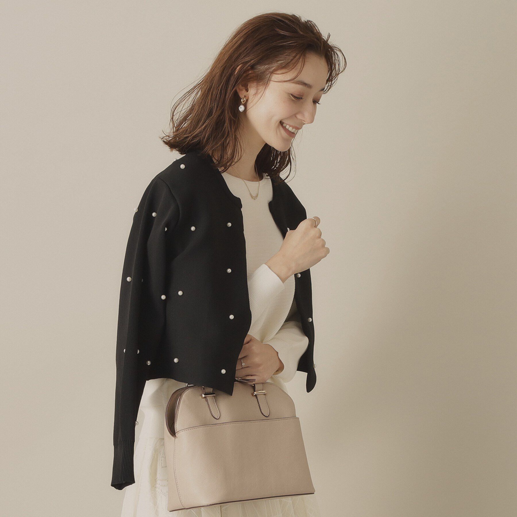 ITS&rsquo;DEMO「【手洗い可】パール調スカラップカーデ」|カーディガン|