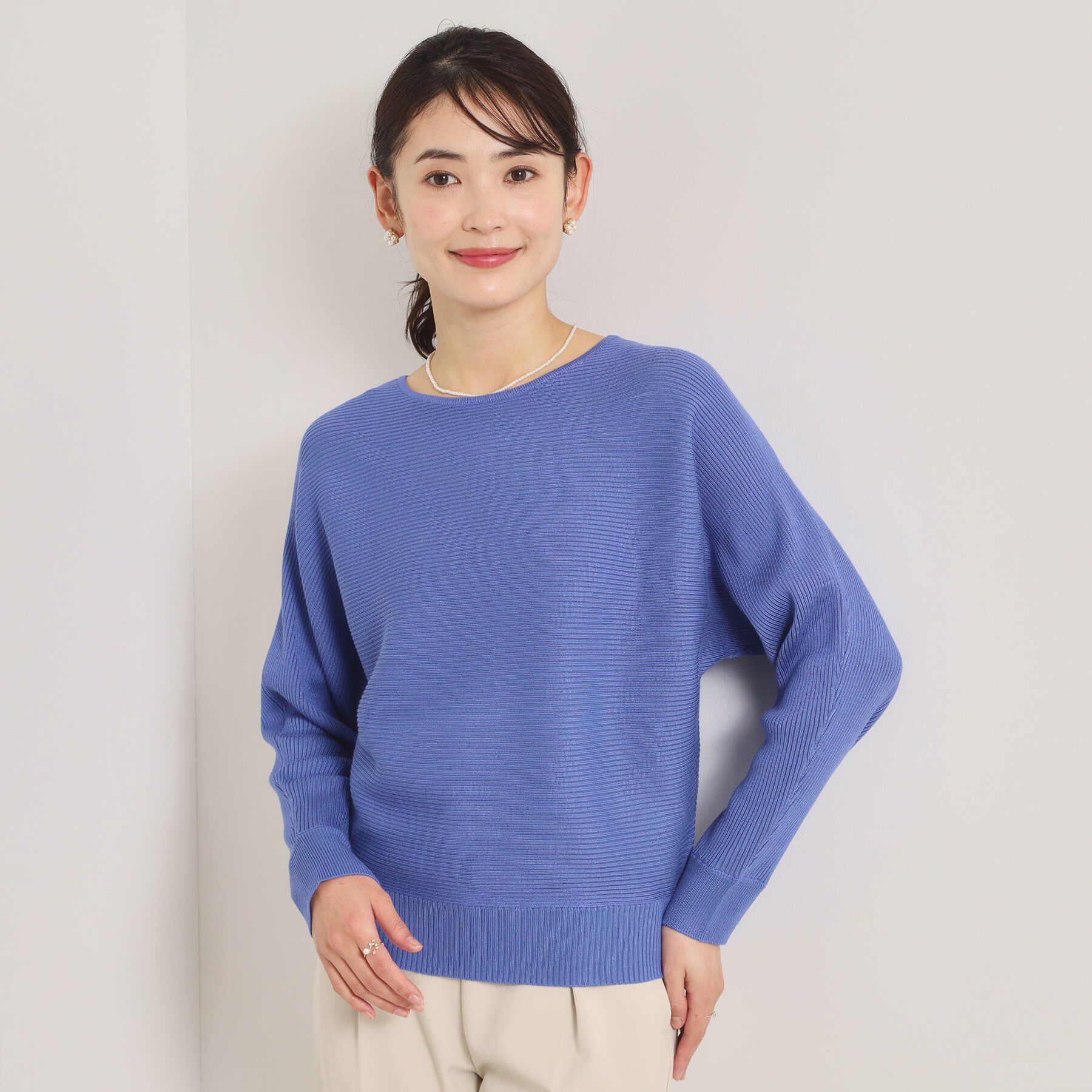 ITS&rsquo;DEMO「【洗濯機OK】花粉防止リブドルマンニット」|ニット・セーター|ブルー(092)