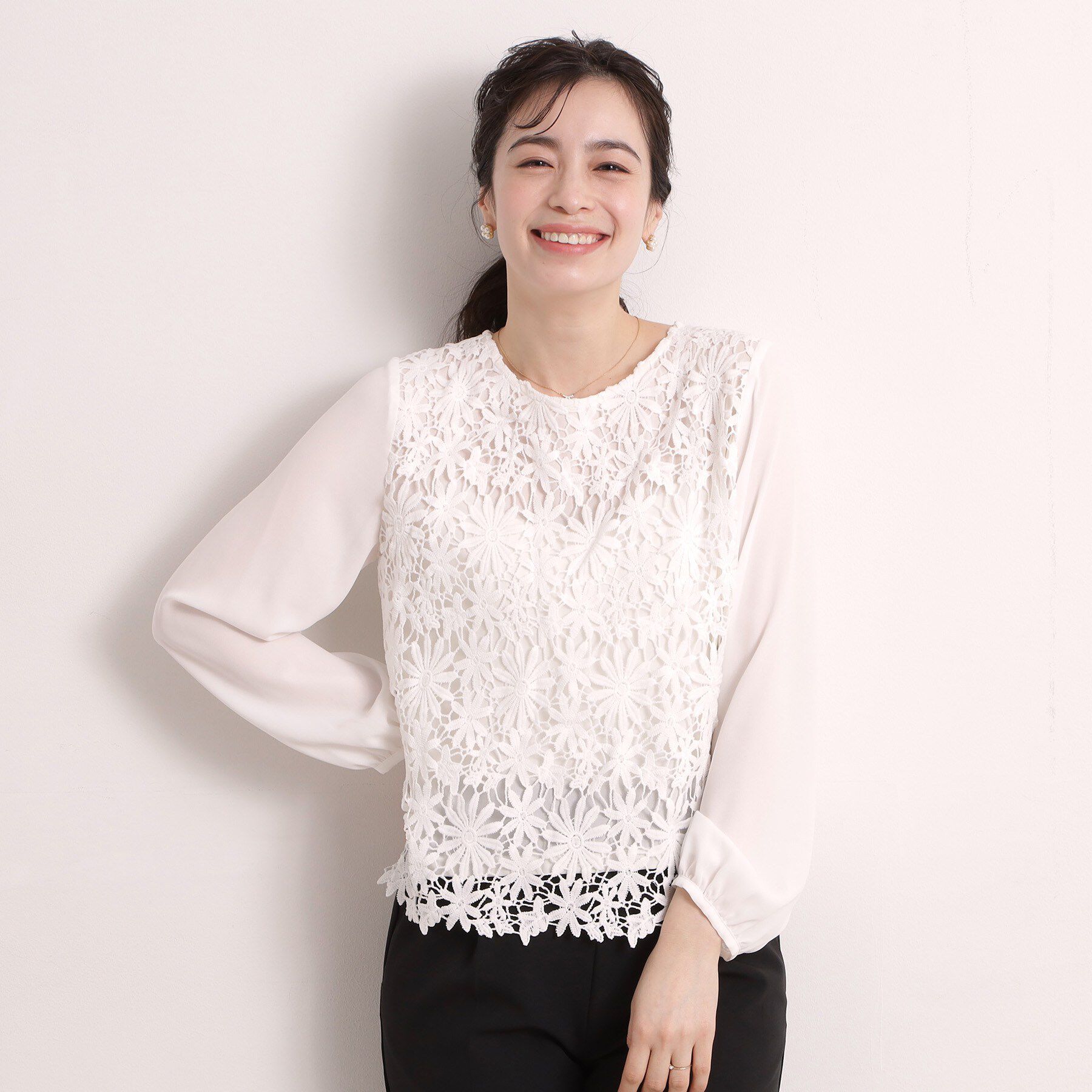 ITS&rsquo;DEMO「【洗濯機OK／入卒】フロントレースブラウス」|シャツ・ブラウス|オフホワイト(003