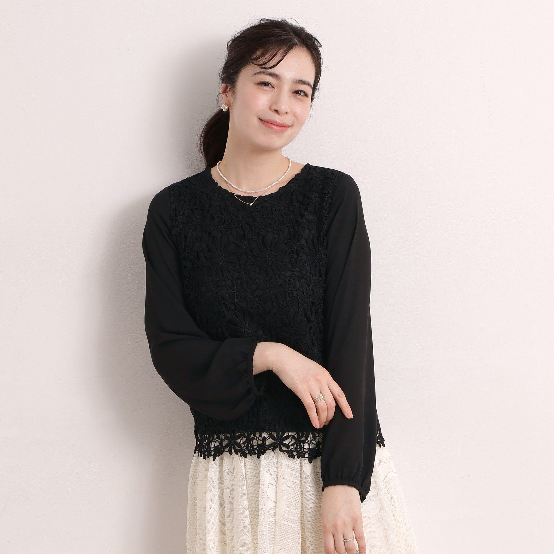 ITS&rsquo;DEMO「【洗濯機OK／入卒】フロントレースブラウス」|シャツ・ブラウス|ブラック(019)