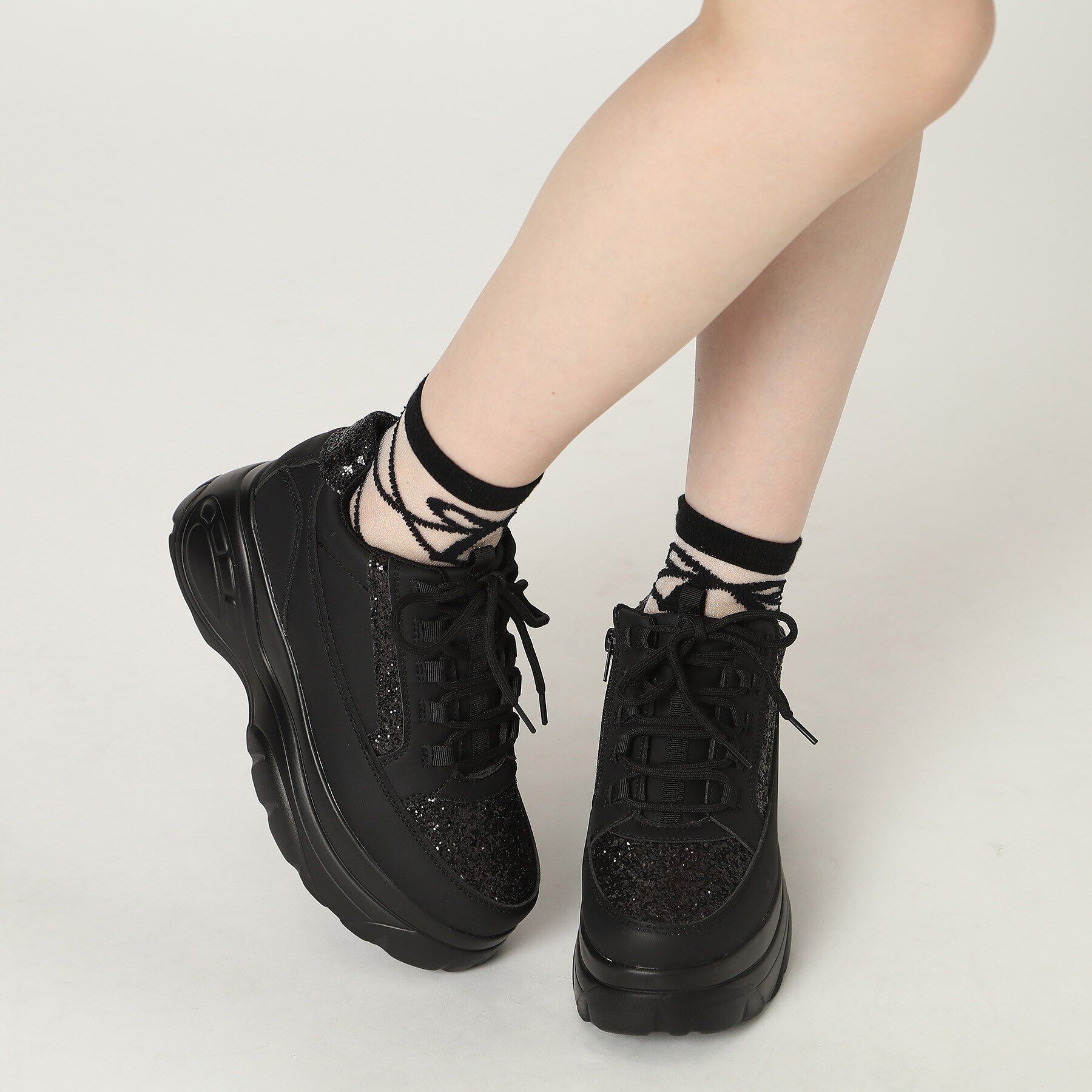 csT&P「ファスナー付グリッター厚底スニーカー」|スニーカー|