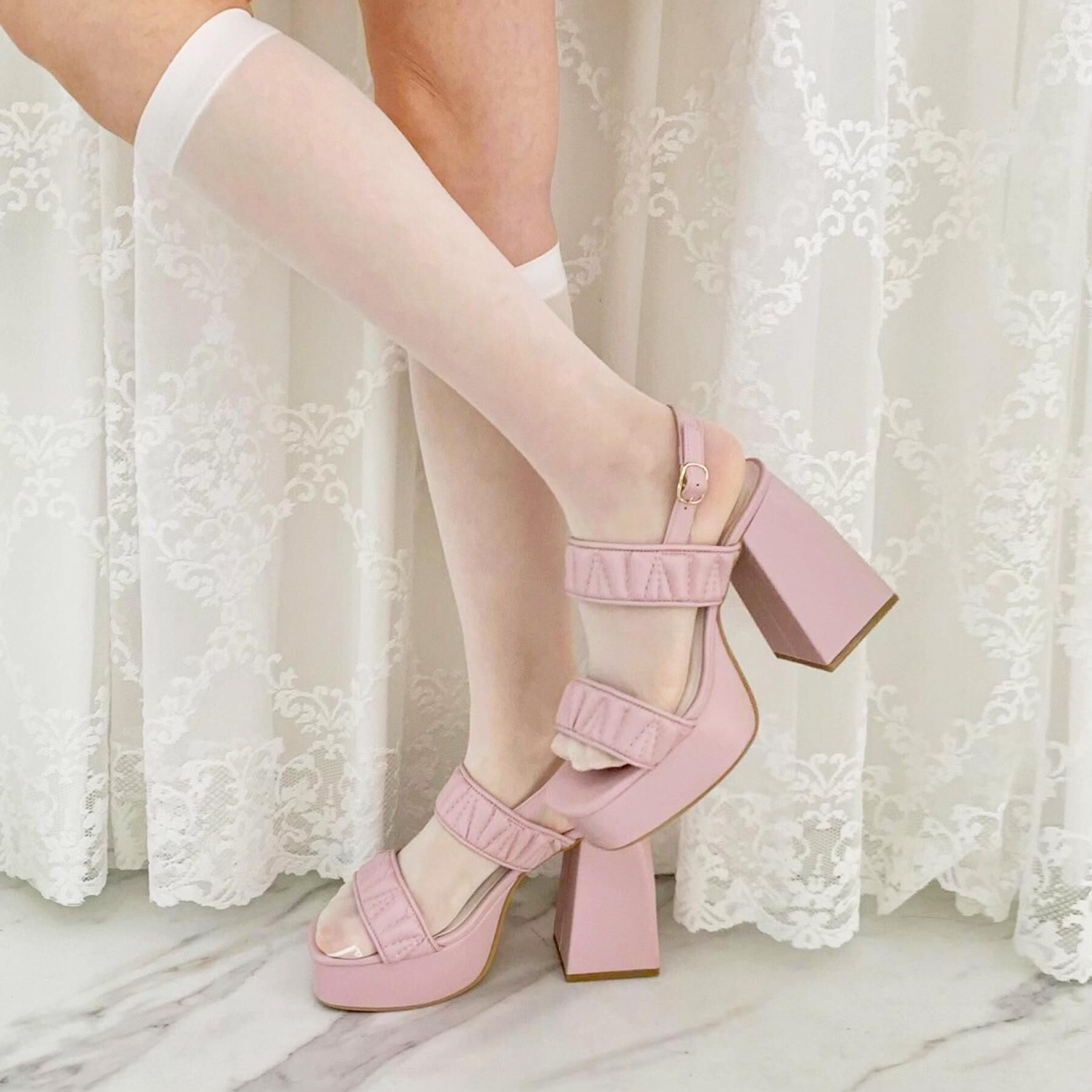 csT&P「ギャザーダブルベルト チャンキーヒールサンダル」|サンダル|