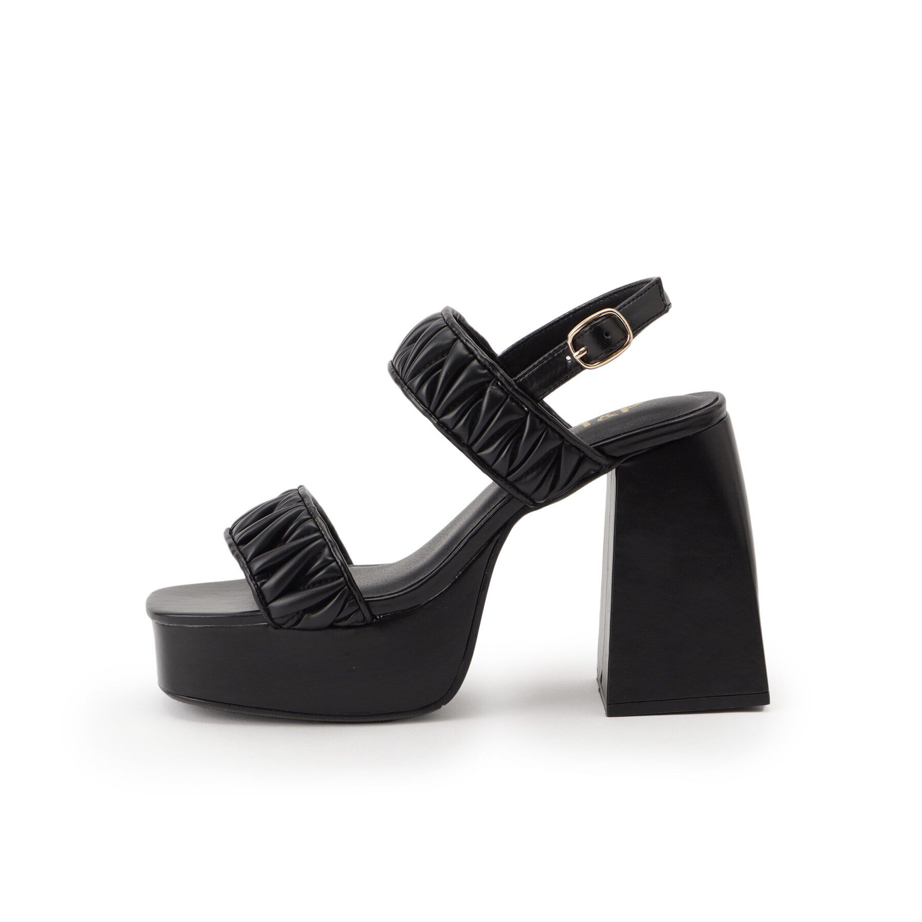 csT&P「ギャザーダブルベルト チャンキーヒールサンダル」|サンダル|