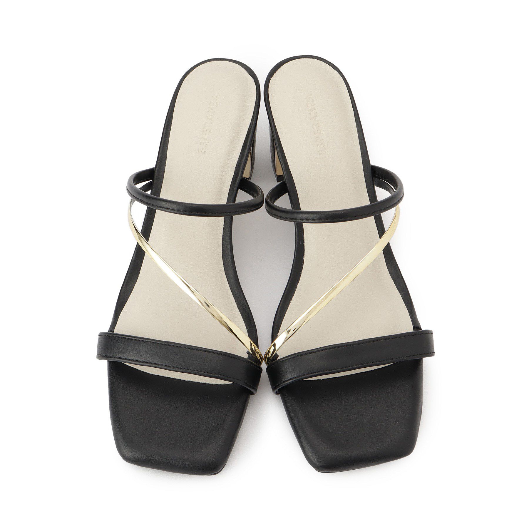 ESPERANZA「ゴールドラインプレートヒールミュール」|サンダル|