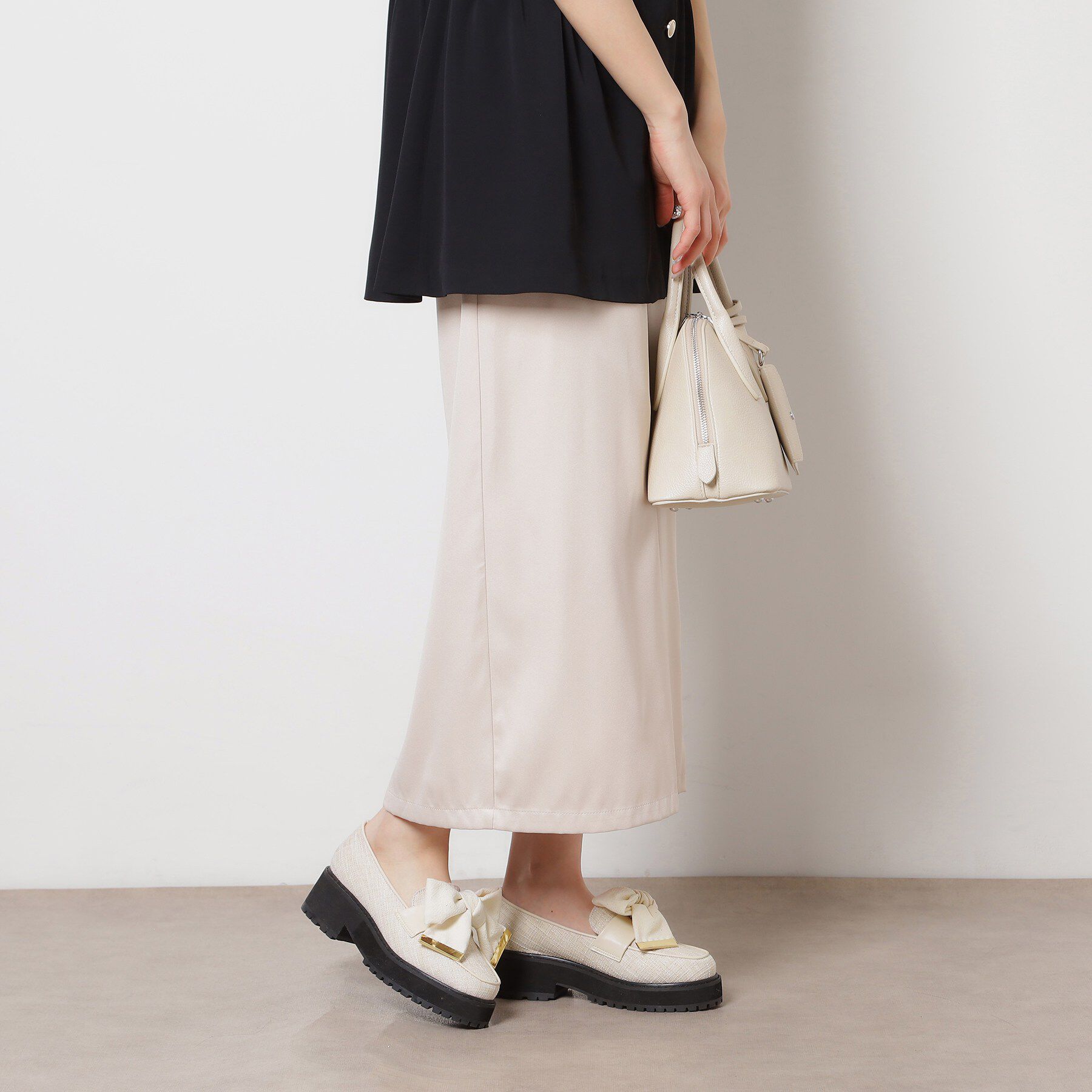 ESPERANZA「晴雨兼用リボン厚底ローファー」|パンプス|