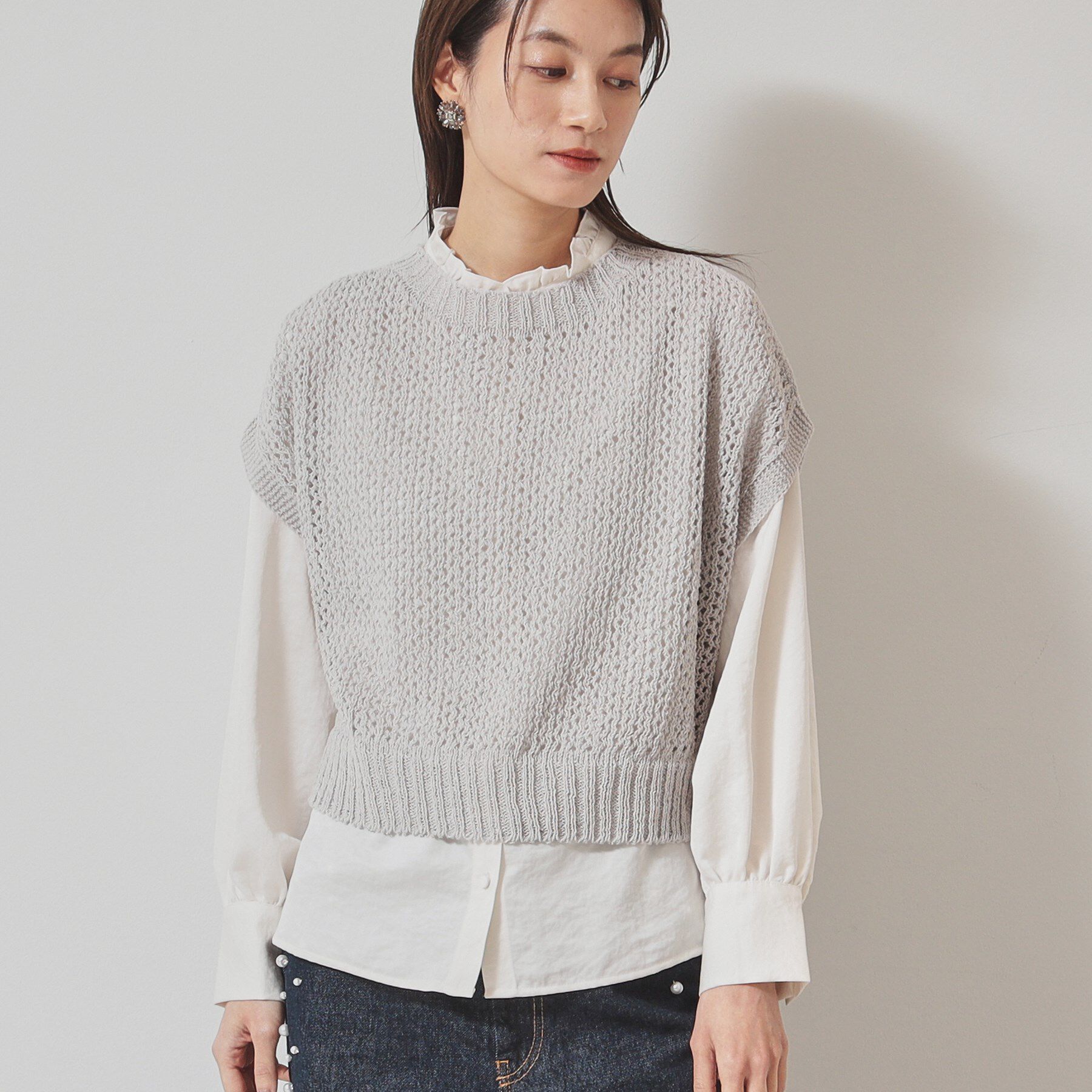 SunaUna「【洗える／メッシ編み】レイヤードニット」|ニット・セーター|