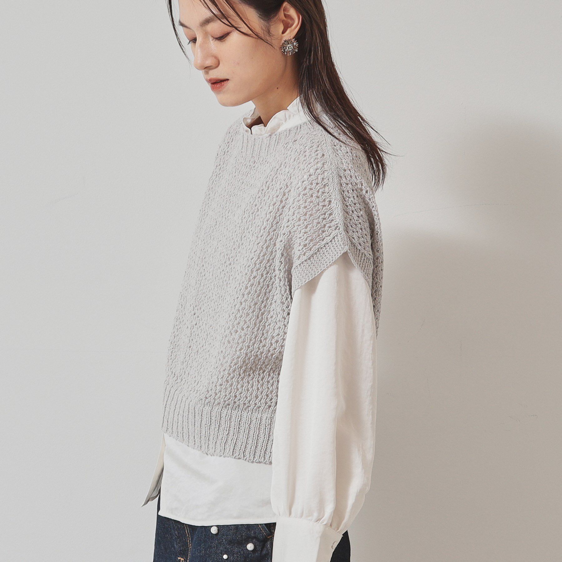 SunaUna「【洗える／メッシ編み】レイヤードニット」|ニット・セーター|