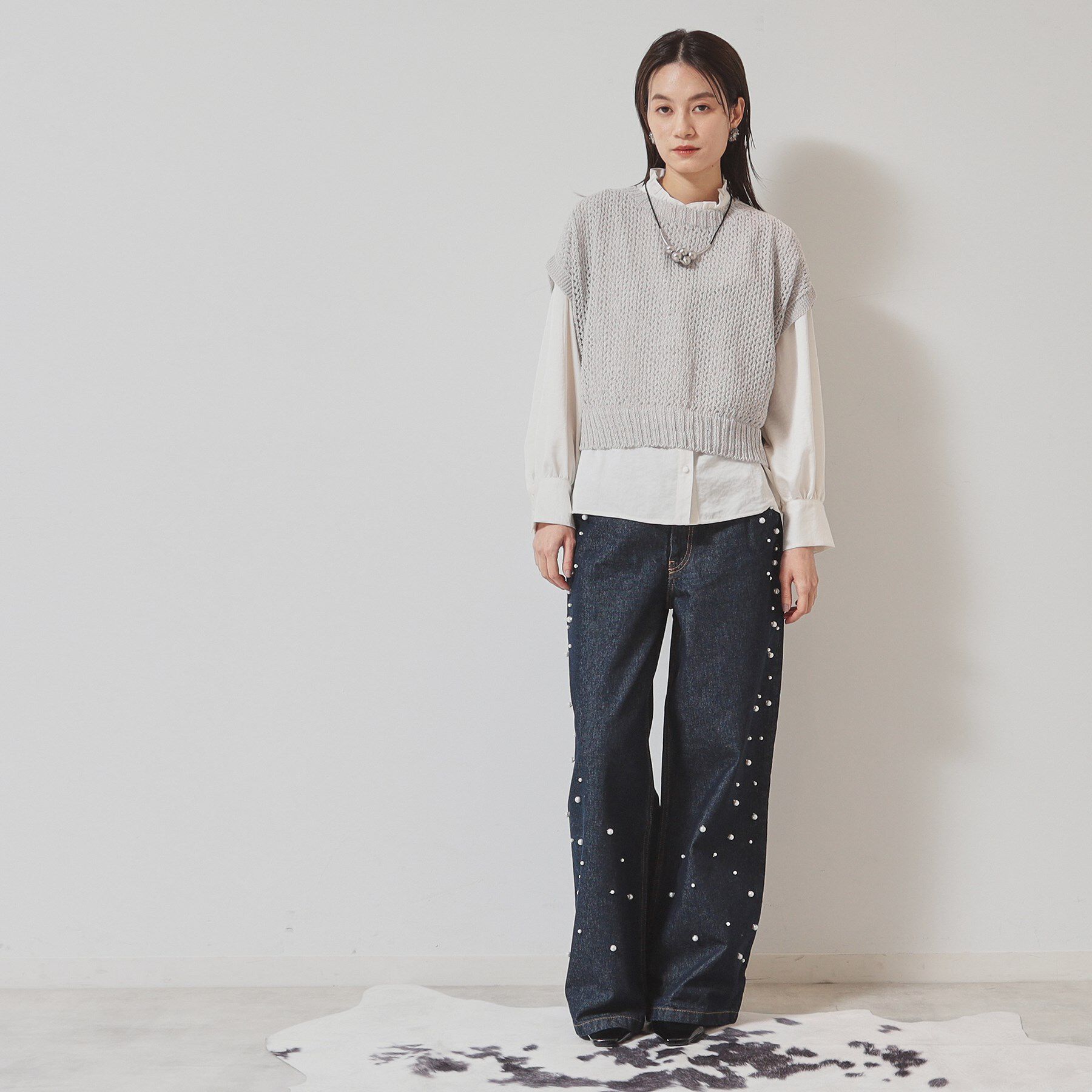 SunaUna「【洗える／メッシ編み】レイヤードニット」|ニット・セーター|