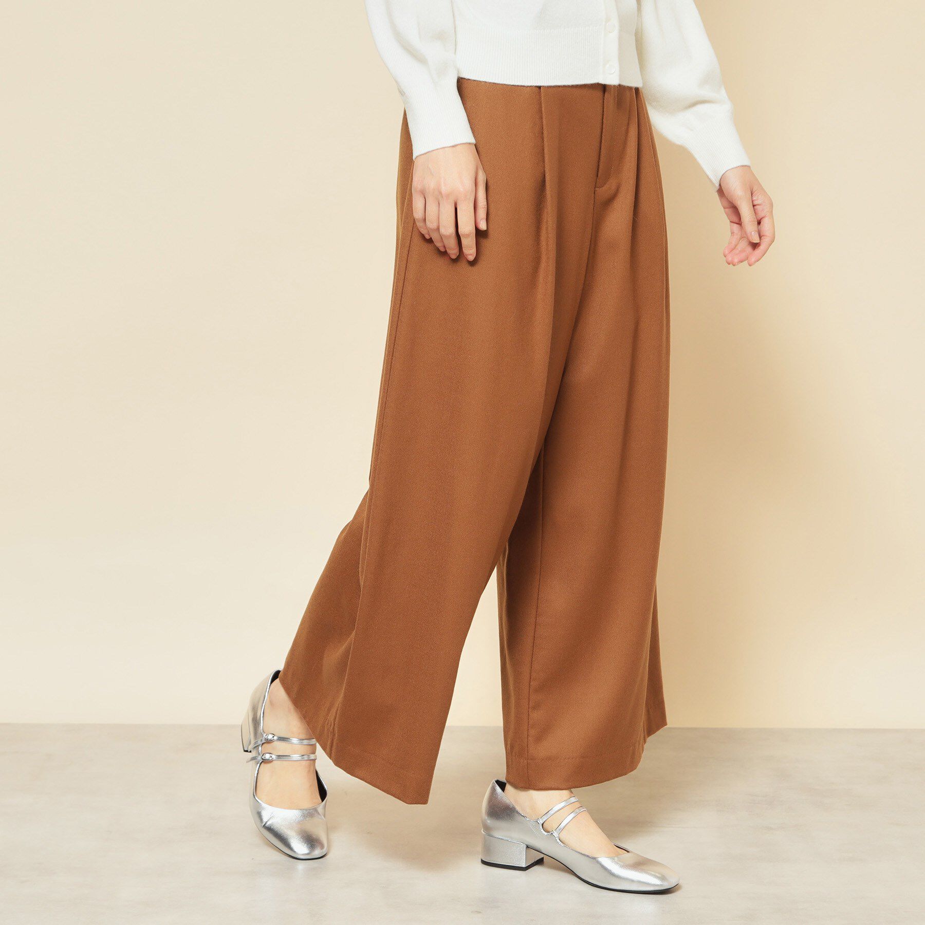 SunaUna「【COLLECTION LINE】ベルト付ガウチョパンツ」|その他|ブラウン(045)