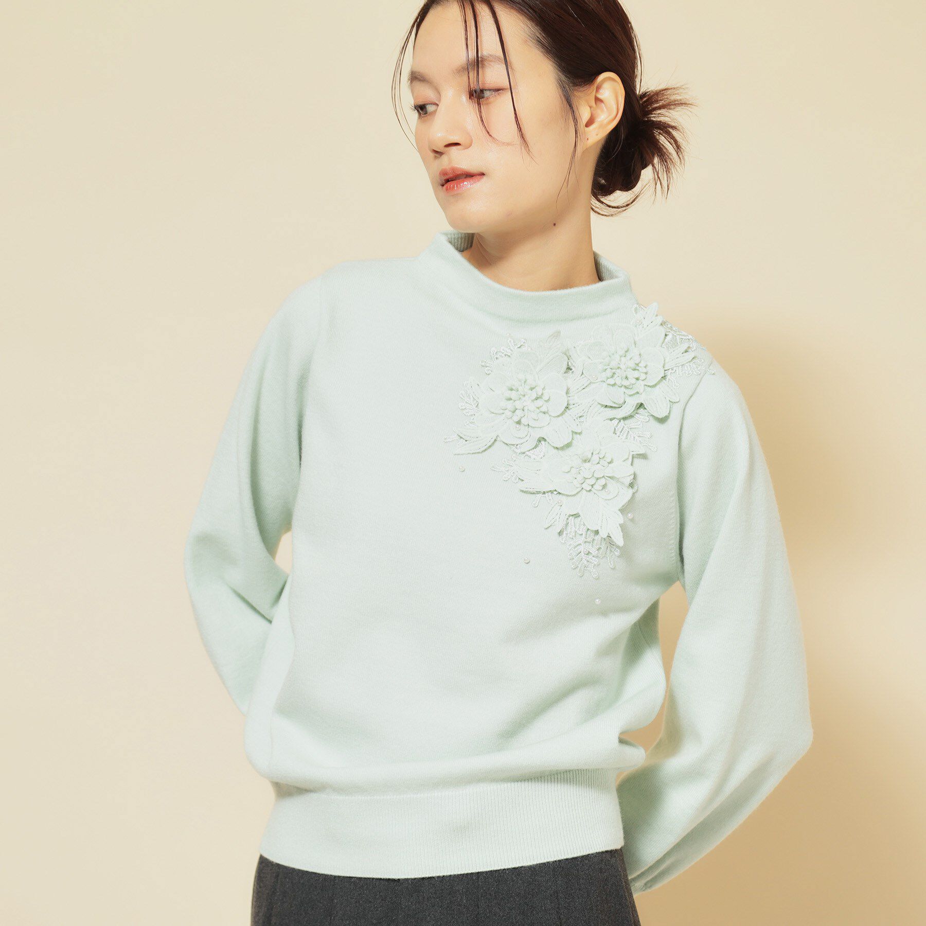 SunaUna「【洗える】ケミカルレースニット」|ニット・セーター|ミントグリーン(02