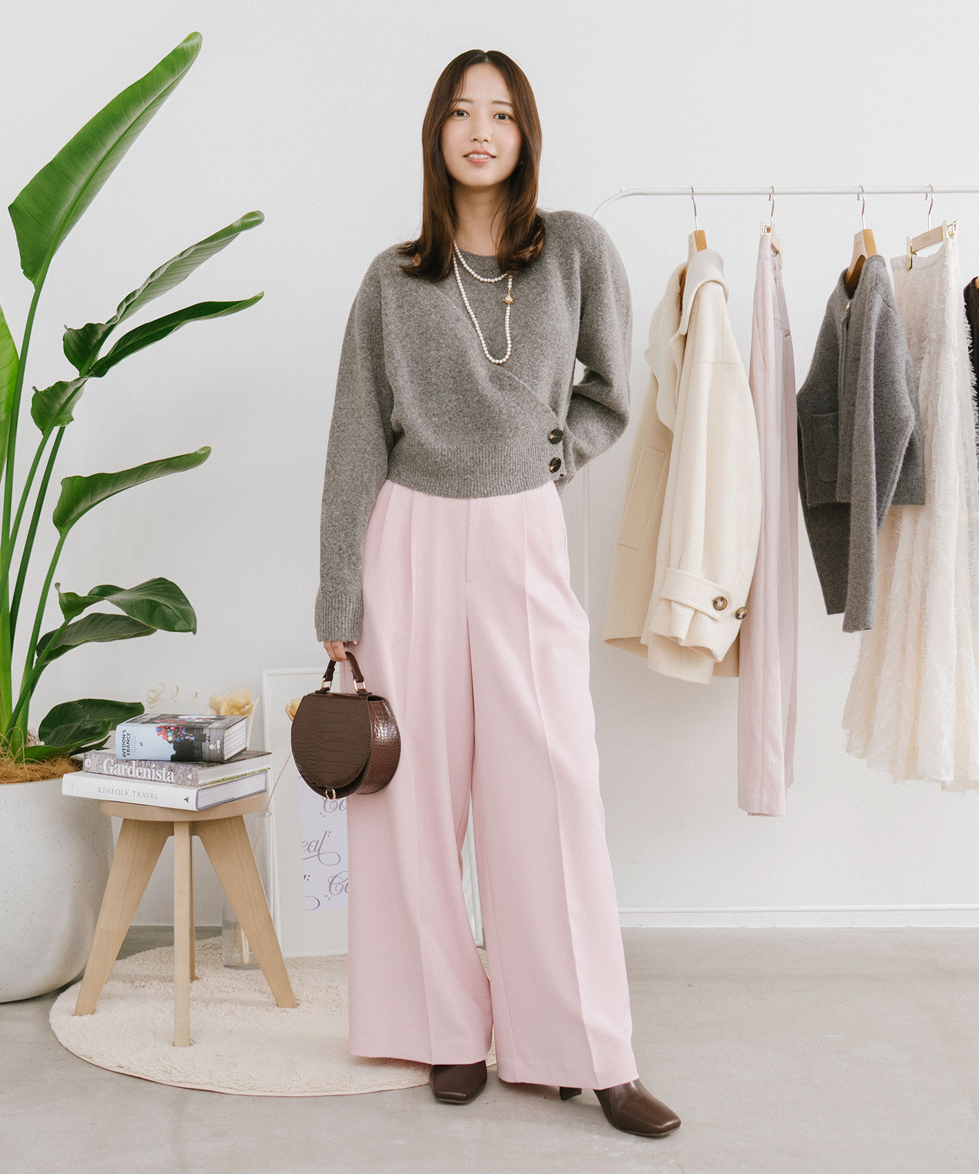 COCO DEAL「スラックスワイドパンツ」|スラックス|ピンク