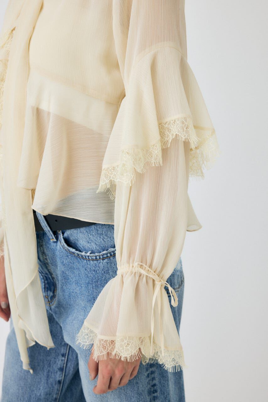 MOUSSY「LACE TRIM TIE ブラウス」|シャツ・ブラウス|