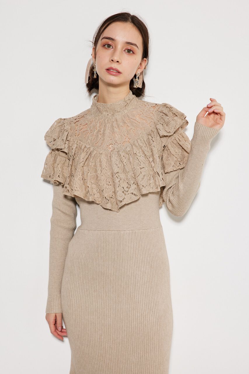 rienda「レースコンビマーメイドKnit OP」|ワンピース|