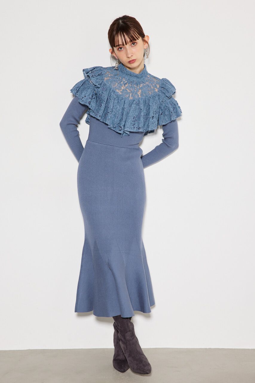 rienda「レースコンビマーメイドKnit OP」|ワンピース|