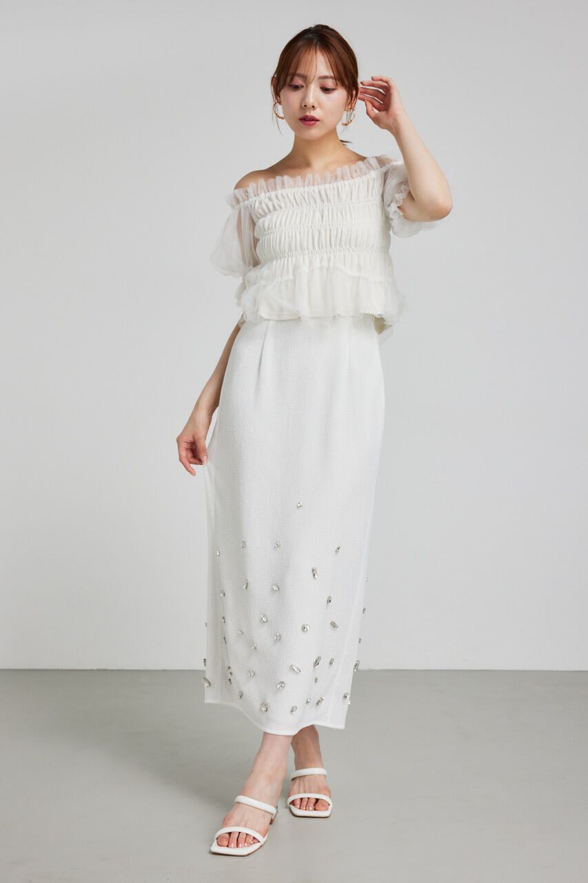 rienda「ビジューヘムJ/WタイトSK」|スカート|