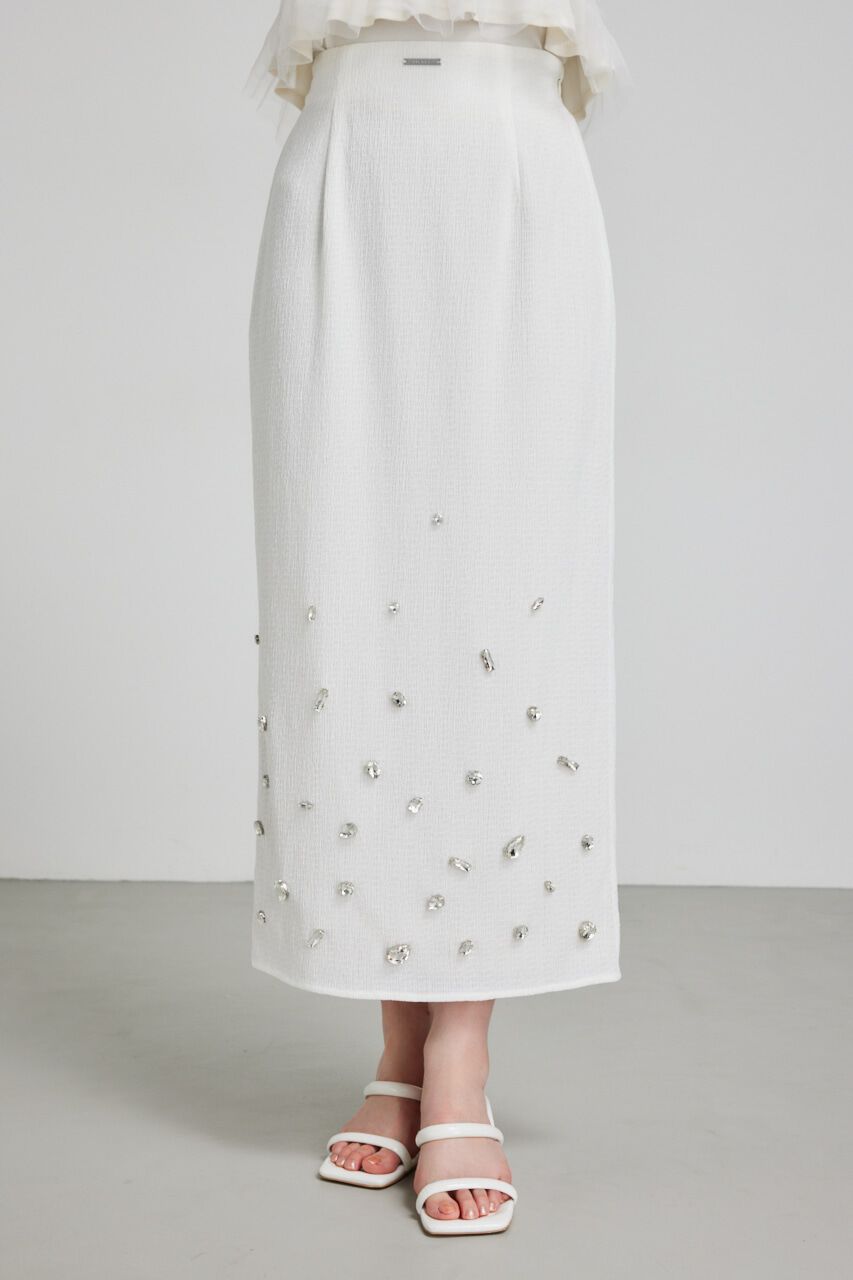 rienda「ビジューヘムJ/WタイトSK」|スカート|