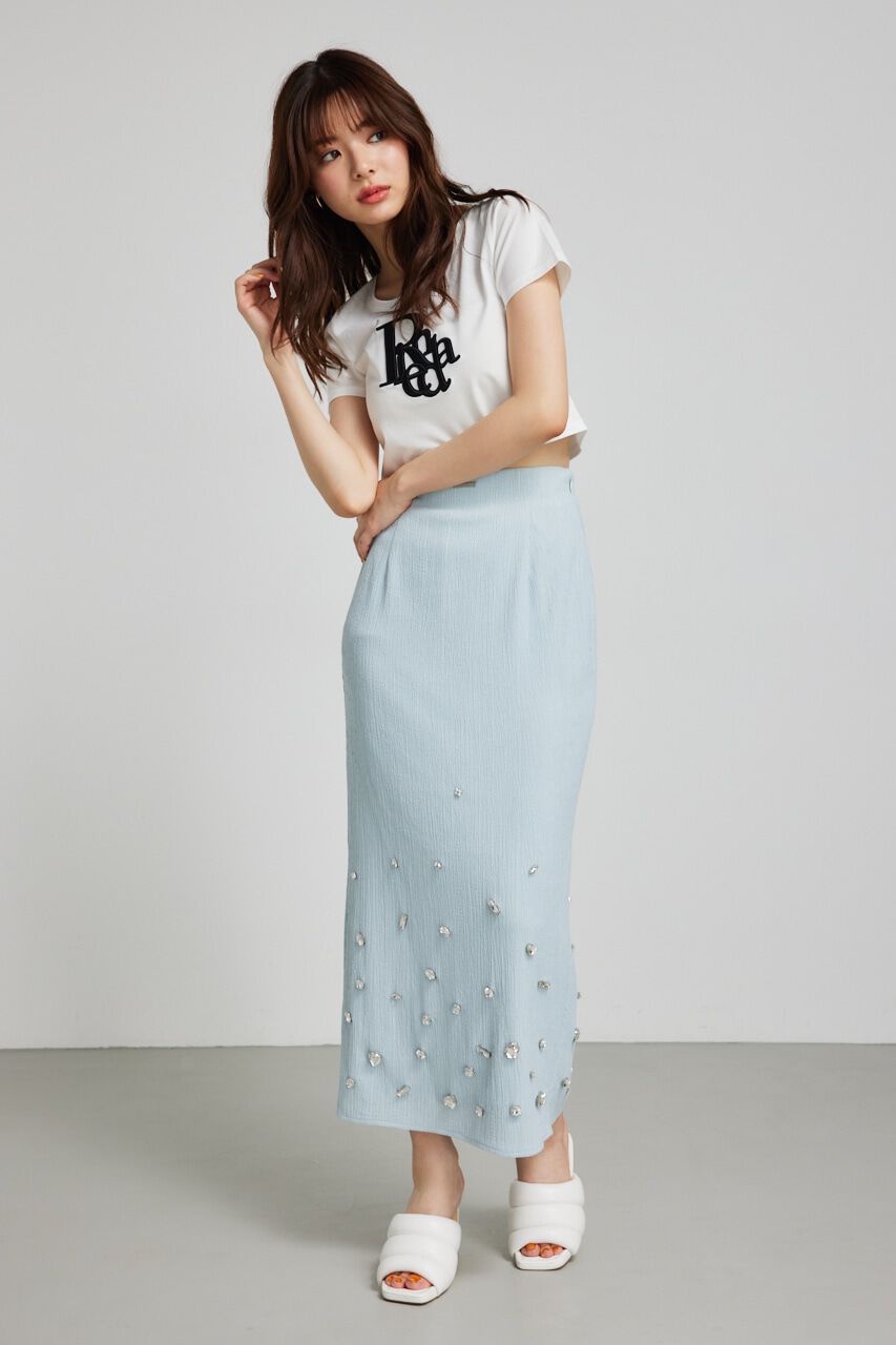 rienda「ビジューヘムJ/WタイトSK」|スカート|L/BLU1