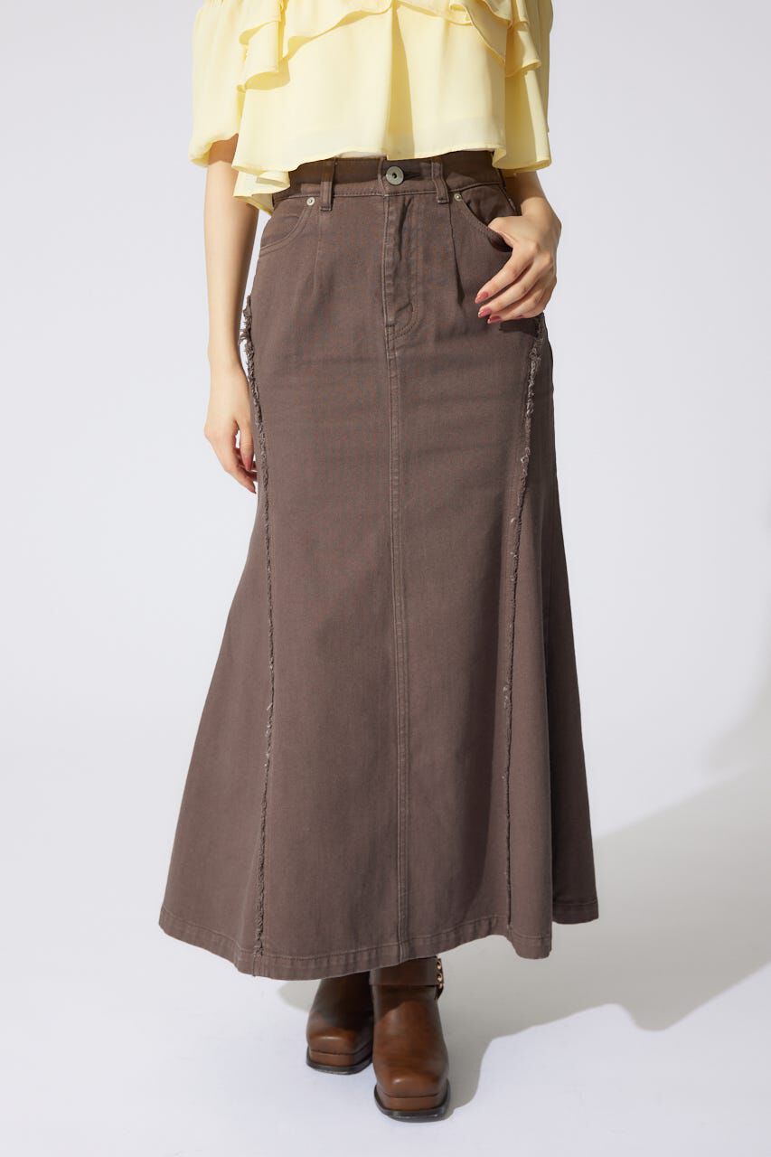 rienda「フリンジマーメイドデニムジャストウエストスカート」|スカート|