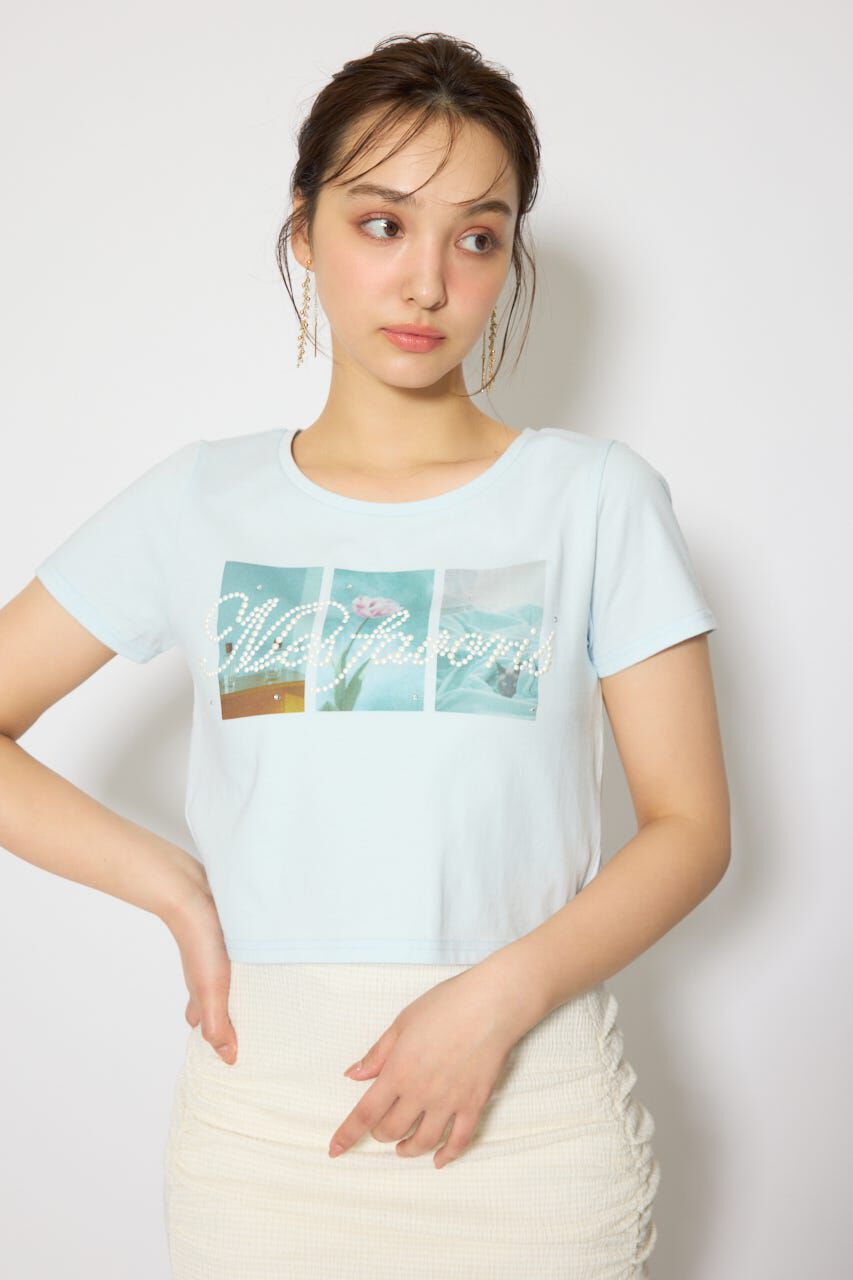 rienda「モチーフフォトショートTシャツ」|Tシャツ・カットソー|BLU