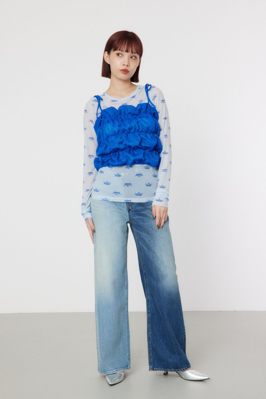 RODEO CROWNS「2WAY ラメ ギャザー ビスチェ」|キャミソール|