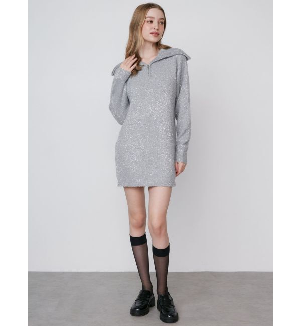 CALNAMUR「TWINKLE SHAGGY KNIT MINI OP/トゥインクルシャギーニットワンピース」|ワンピース|