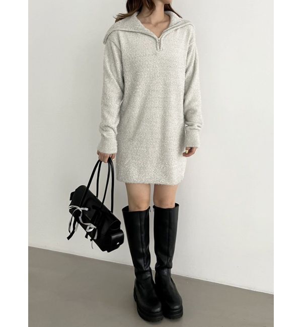CALNAMUR「TWINKLE SHAGGY KNIT MINI OP/トゥインクルシャギーニットワンピース」|ワンピース|